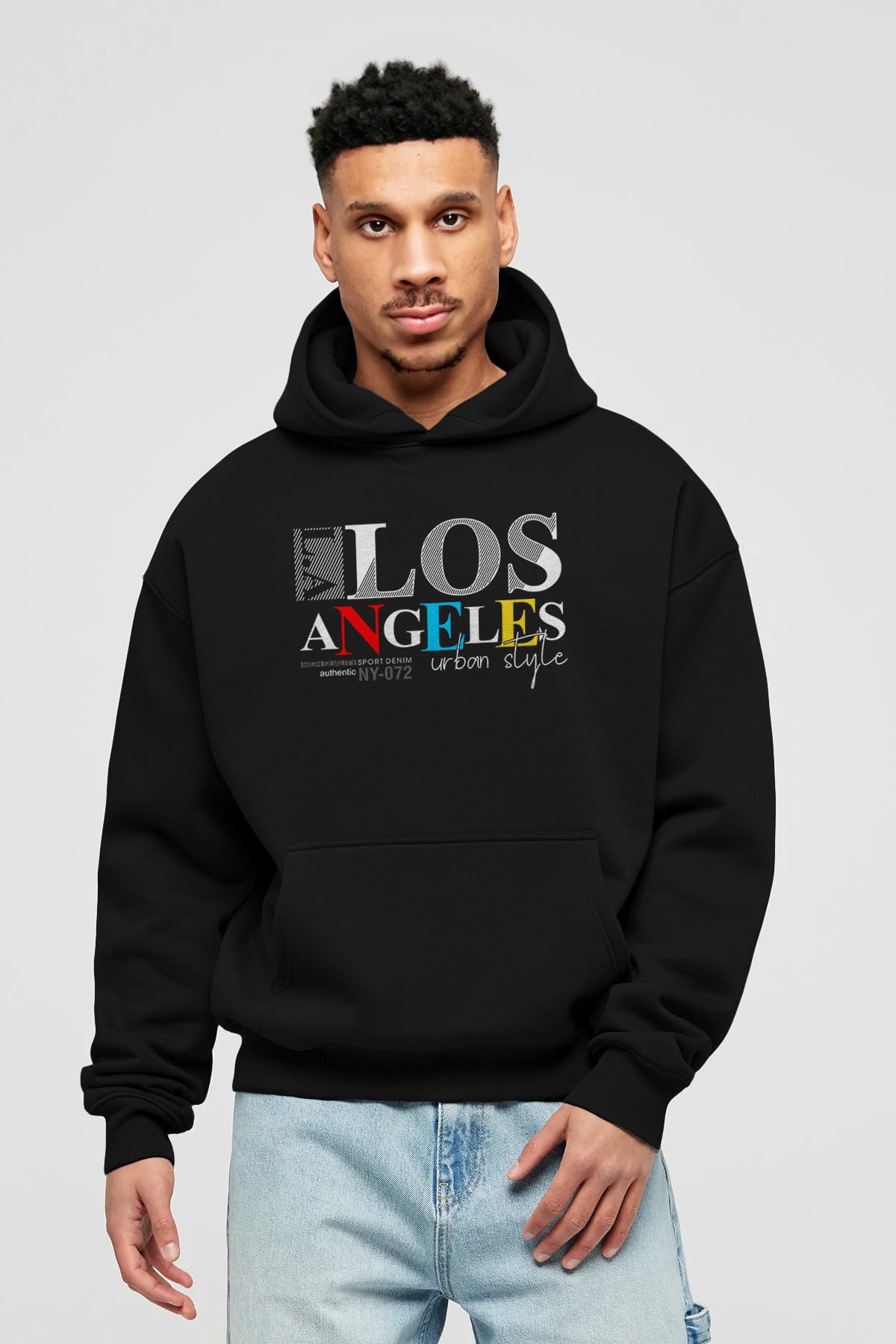 Los Angeles Style Ön Baskılı Oversize Hoodie Kapüşonlu Sweatshirt Erkek Kadın Unisex