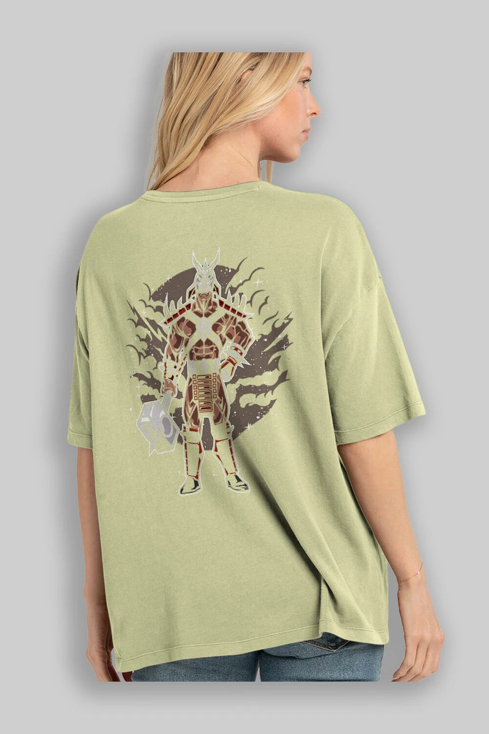 SHOU KHAN Arka Baskılı Oversize t-shirt Erkek Kadın Unisex %100 Pamuk