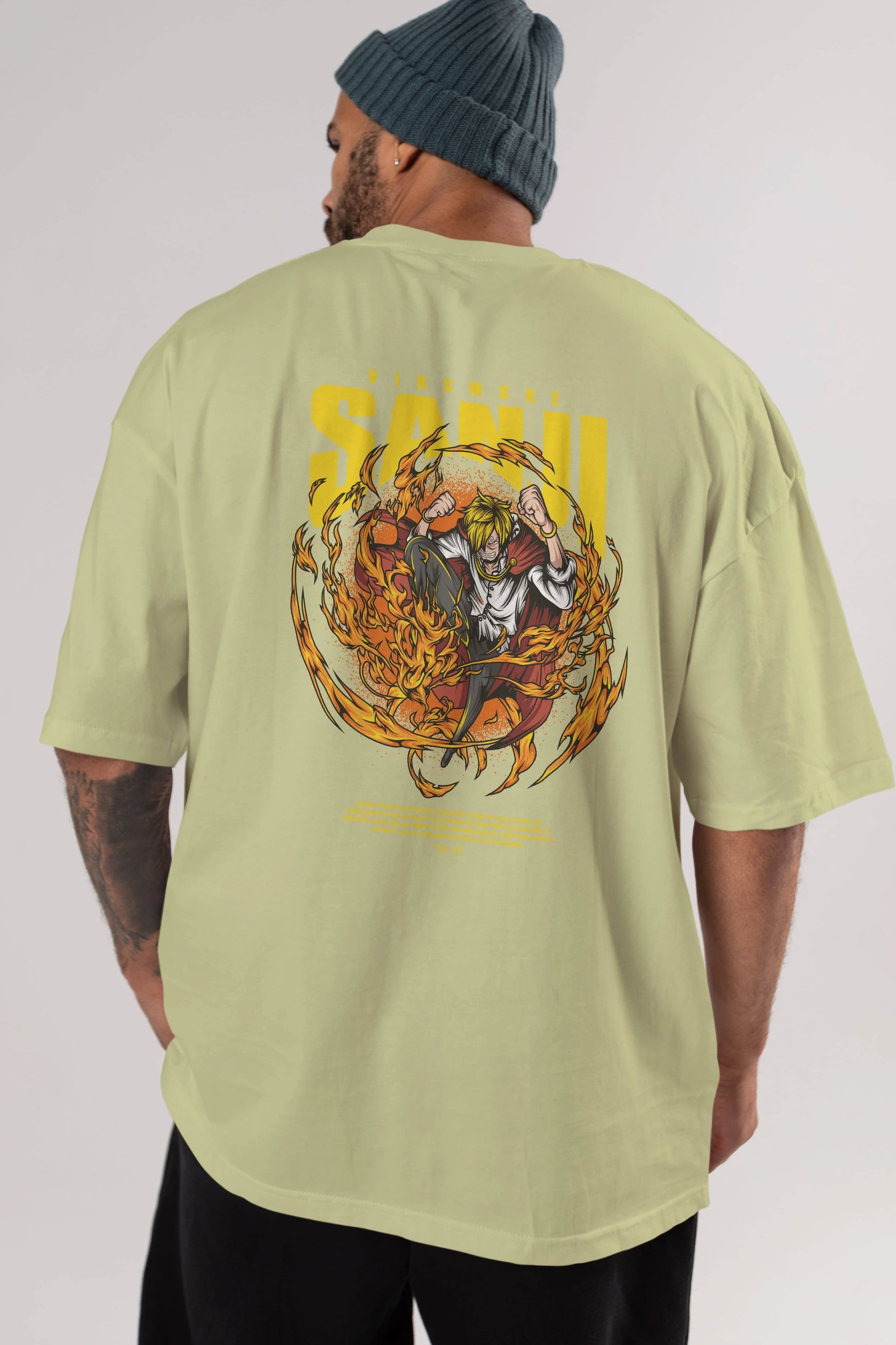 Vinsmoke Sanji Anime Arka Baskılı Oversize t-shirt Erkek Kadın Unisex