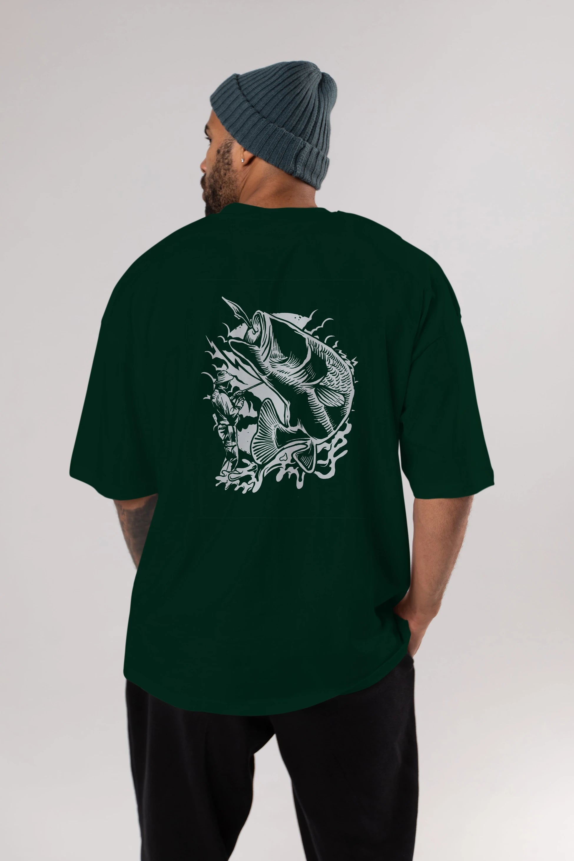Fisherman Arka Baskılı Oversize t-shirt Erkek Kadın Unisex %100 Pamuk