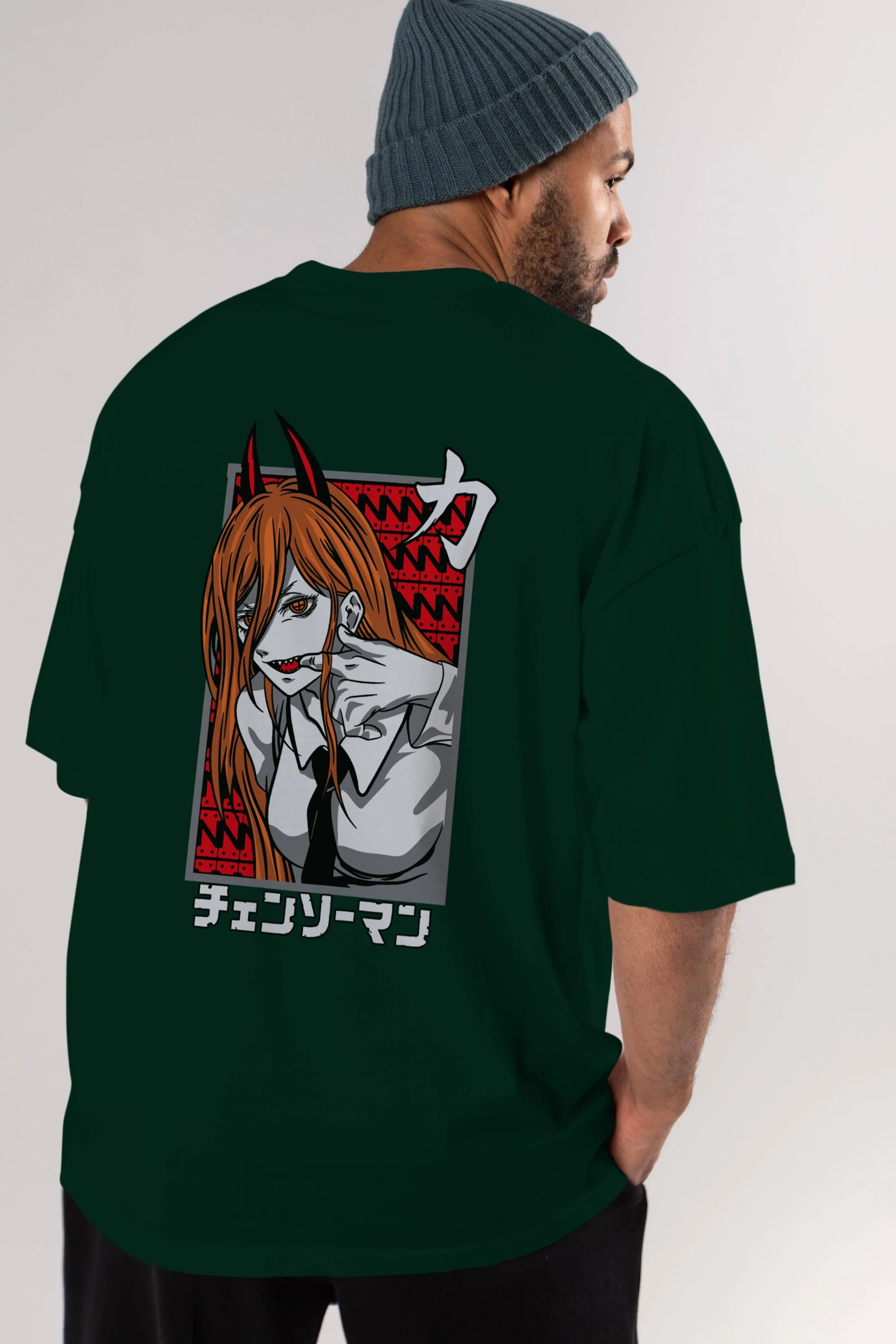 CHAINSAWMAN POWER Anime Arka Baskılı Oversize t-shirt Erkek Kadın Unisex