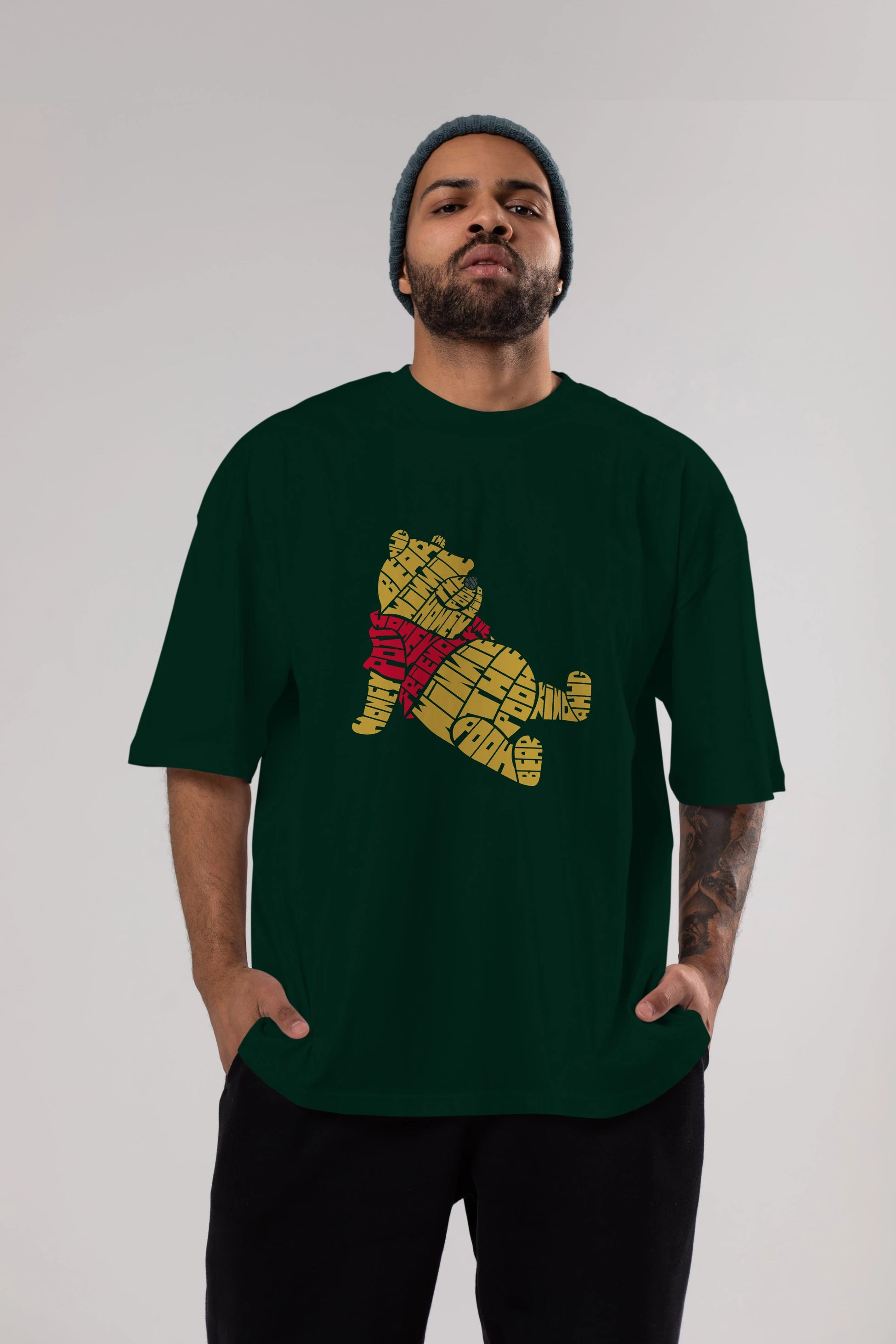 Winnie The Pooh Ön Baskılı Oversize t-shirt %100 pamuk Erkek Kadın Unisex