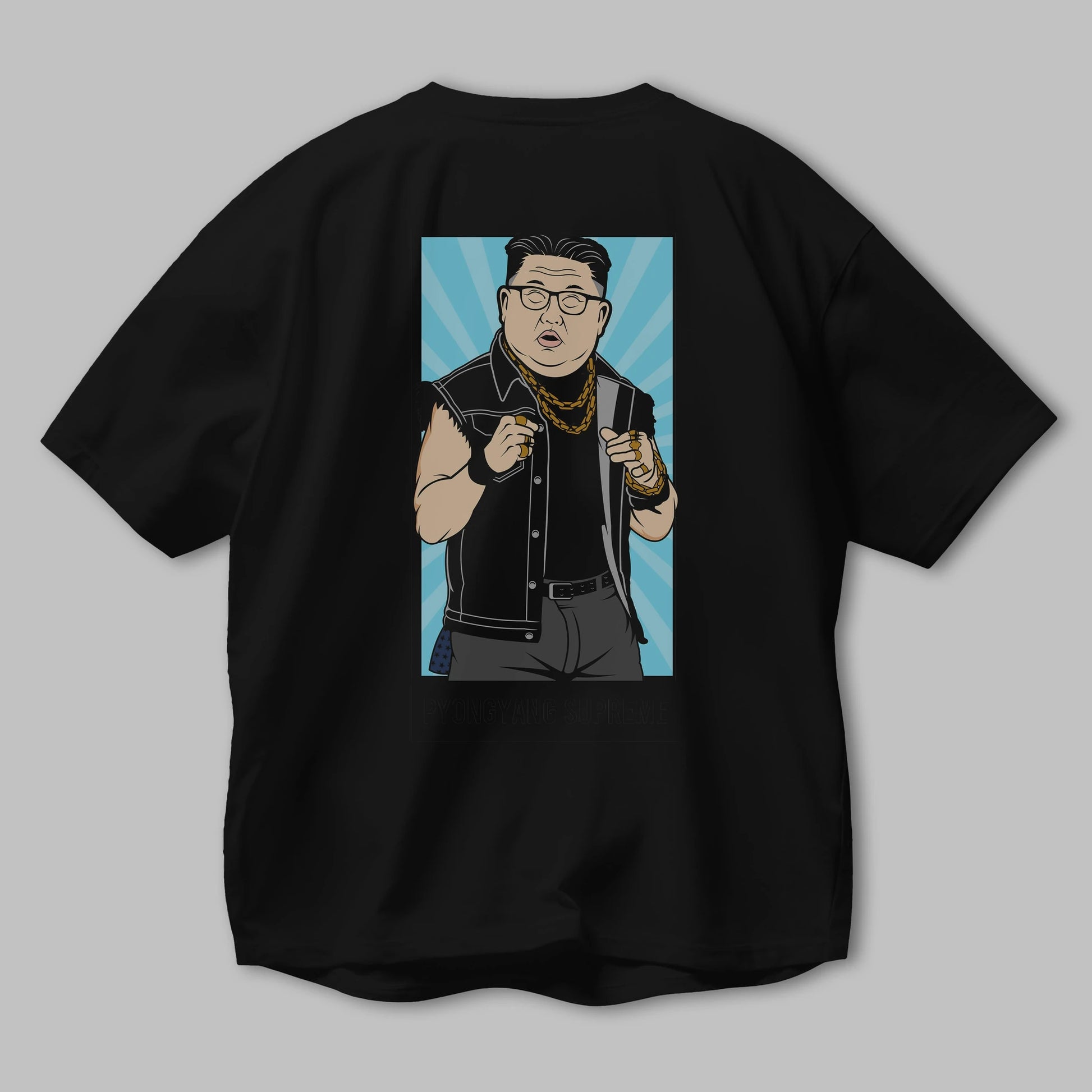 Kim Jong Un Pyongyang Supreme Arka Baskılı Oversize t-shirt Erkek Kadın Unisex %100 Pamuk tişort
