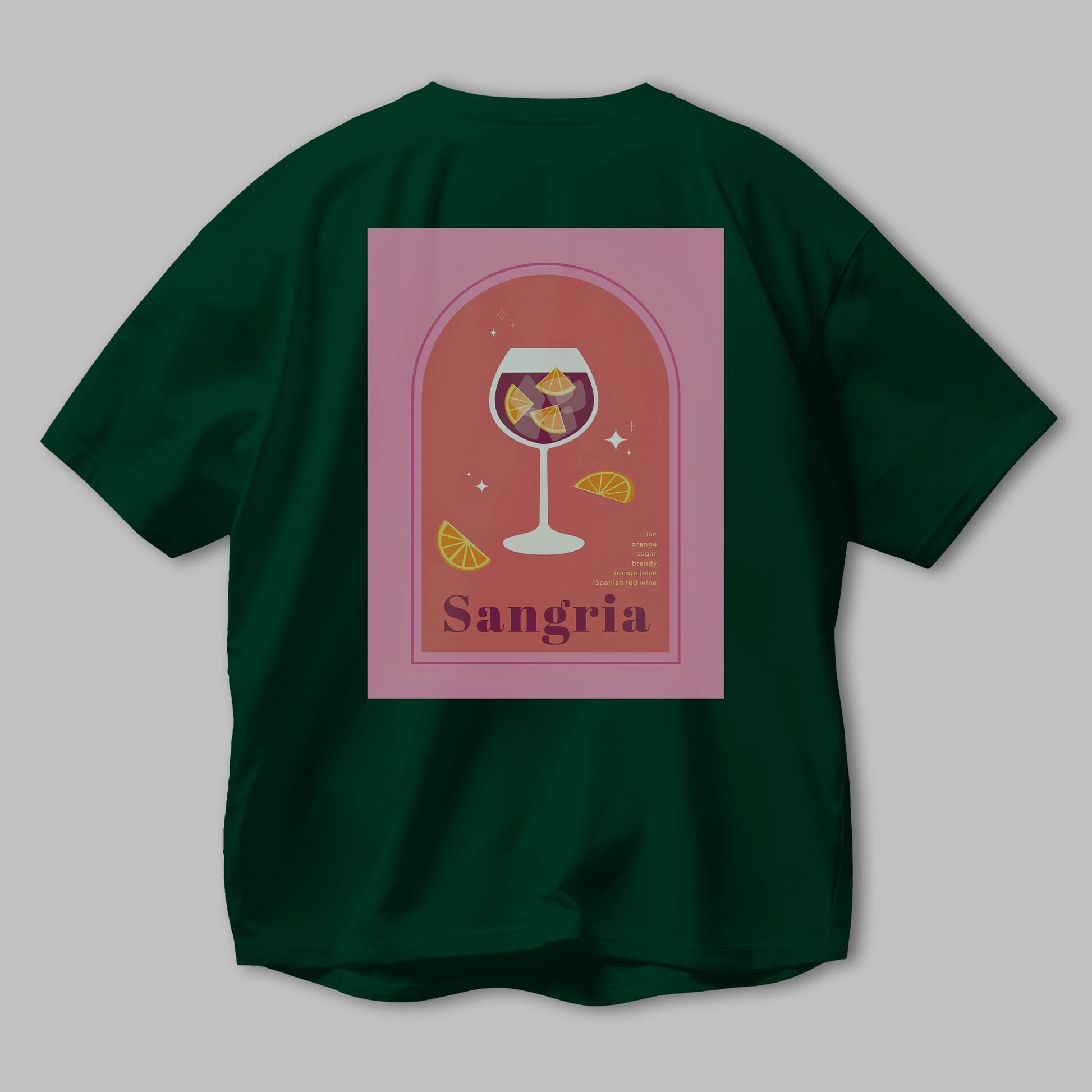 Sangria Arka Baskılı Oversize t-shirt Erkek Kadın Unisex %100 Pamuk Bisiklet Yaka tişort
