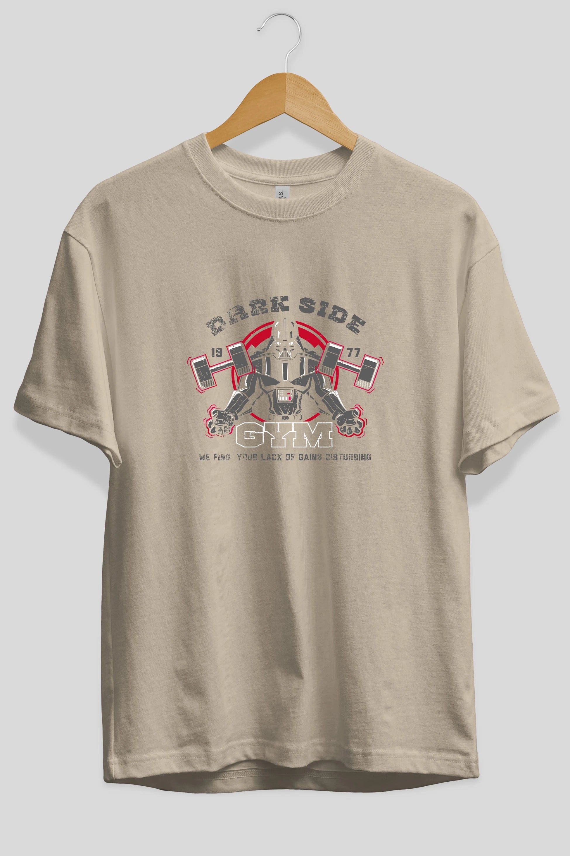 Darth Vader GYM Ön Baskılı Oversize t-shirt Erkek Kadın Unisex %100 Pamuk Bisiklet Yaka tişort