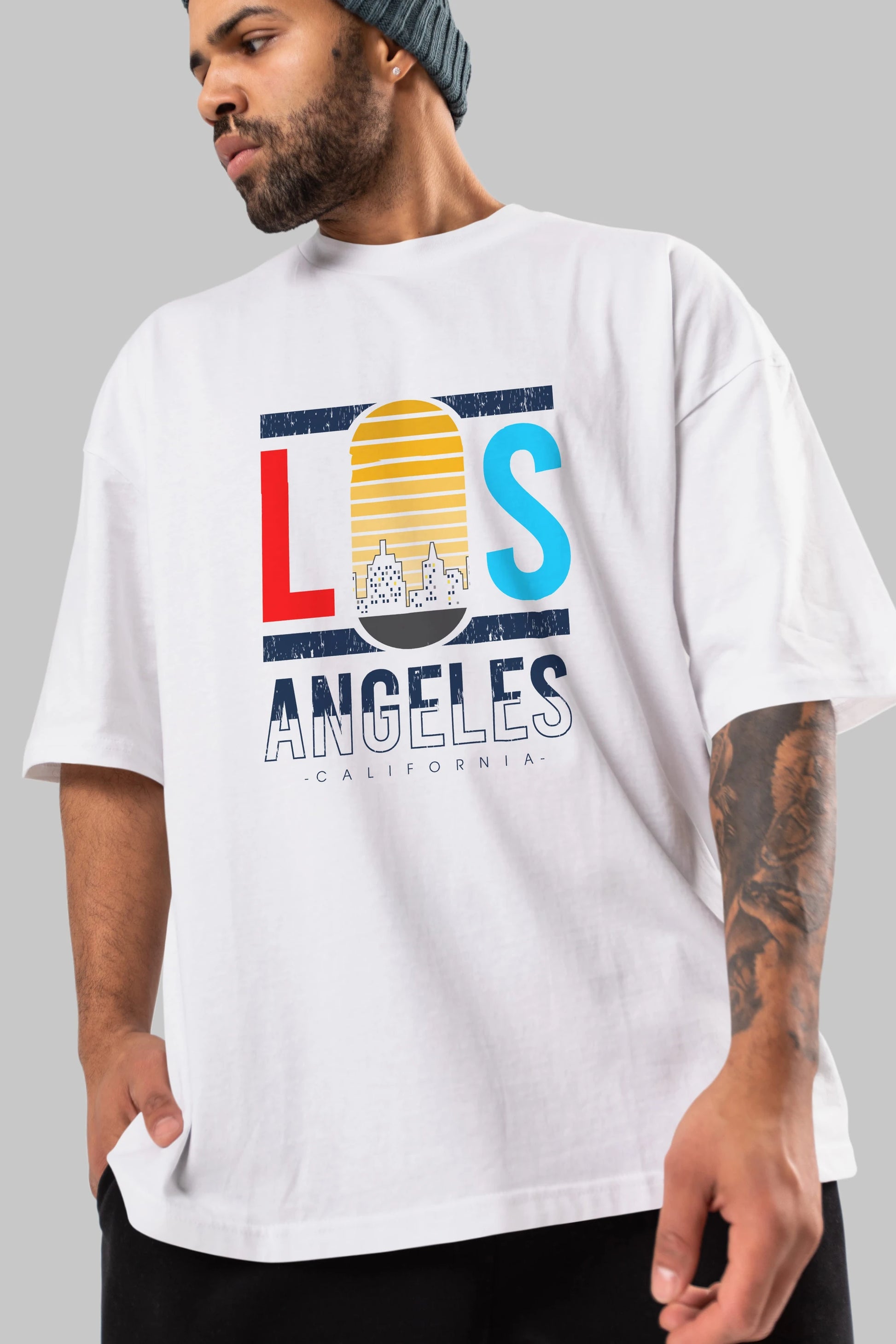 Los Angeles Ön Baskılı Oversize t-shirt Erkek Kadın Unisex