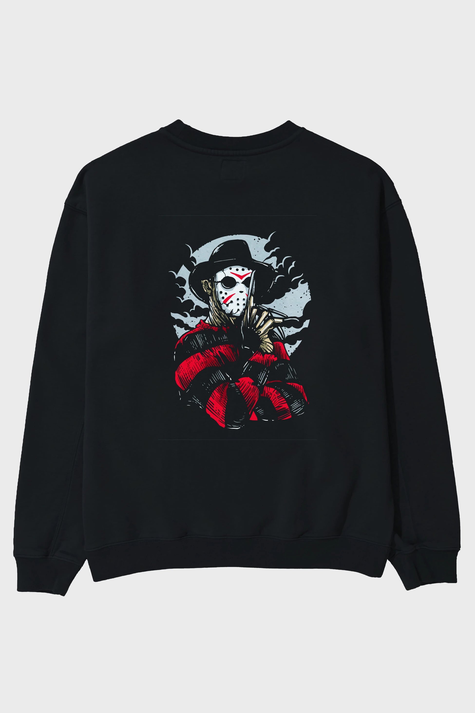 Freddy VS Jason (2) Arka Baskılı Oversize Sweatshirt Erkek Kadın Unisex