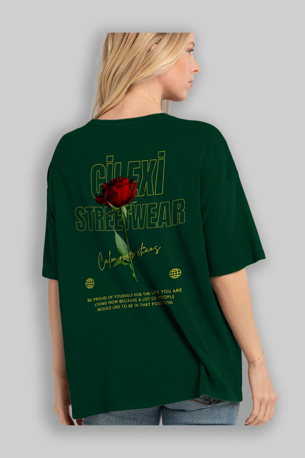 Rose Cilexi Streetwear Arka Baskılı Oversize t-shirt Erkek Kadın Unisex
