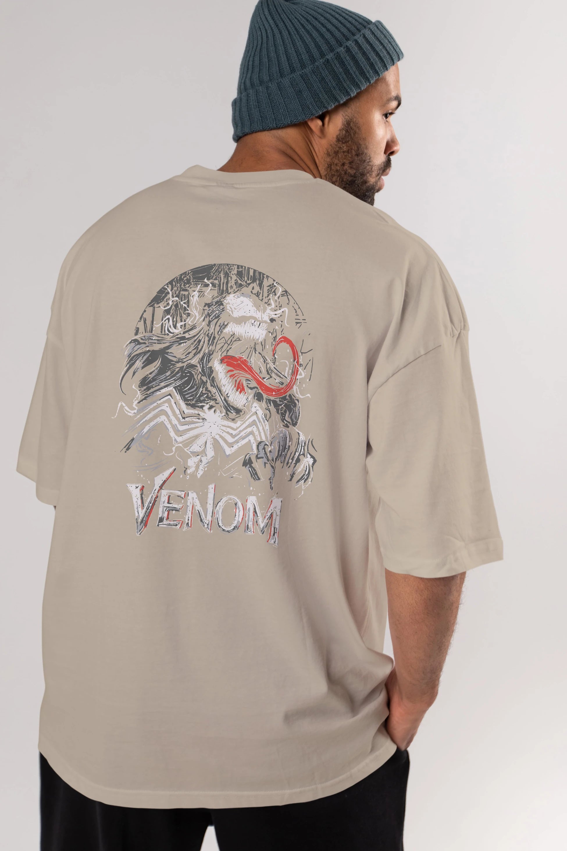 Venom (13) Arka Baskılı Oversize t-shirt Erkek Kadın Unisex %100 Pamuk Bisiklet Yaka tişort