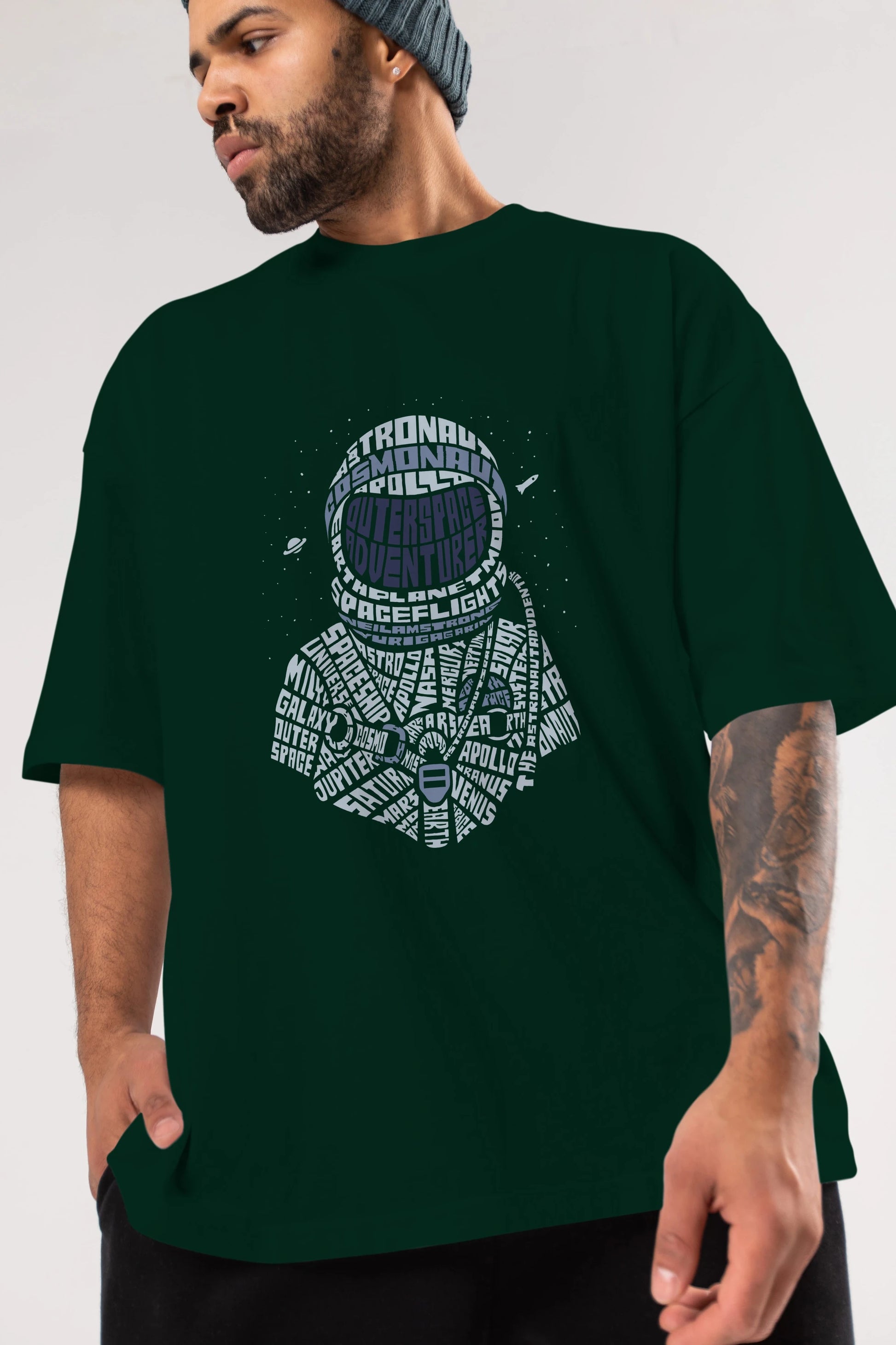 Astronaut Ön Baskılı Oversize t-shirt %100 pamuk Erkek Kadın Unisex