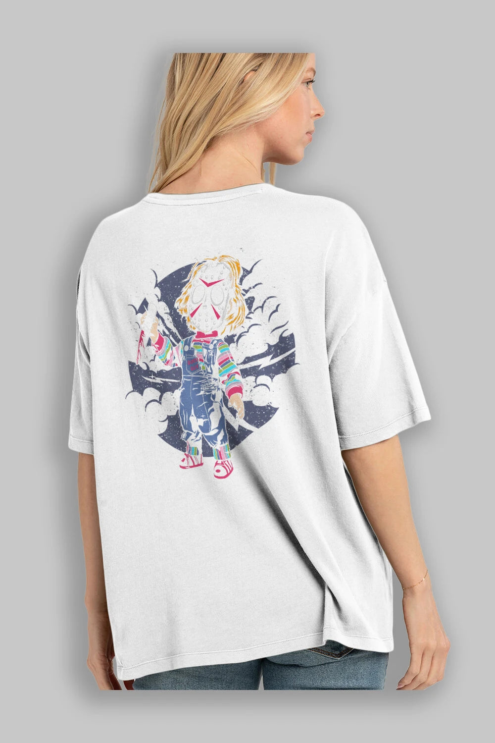 Chucky Arka Baskılı Oversize t-shirt Erkek Kadın Unisex %100 Pamuk
