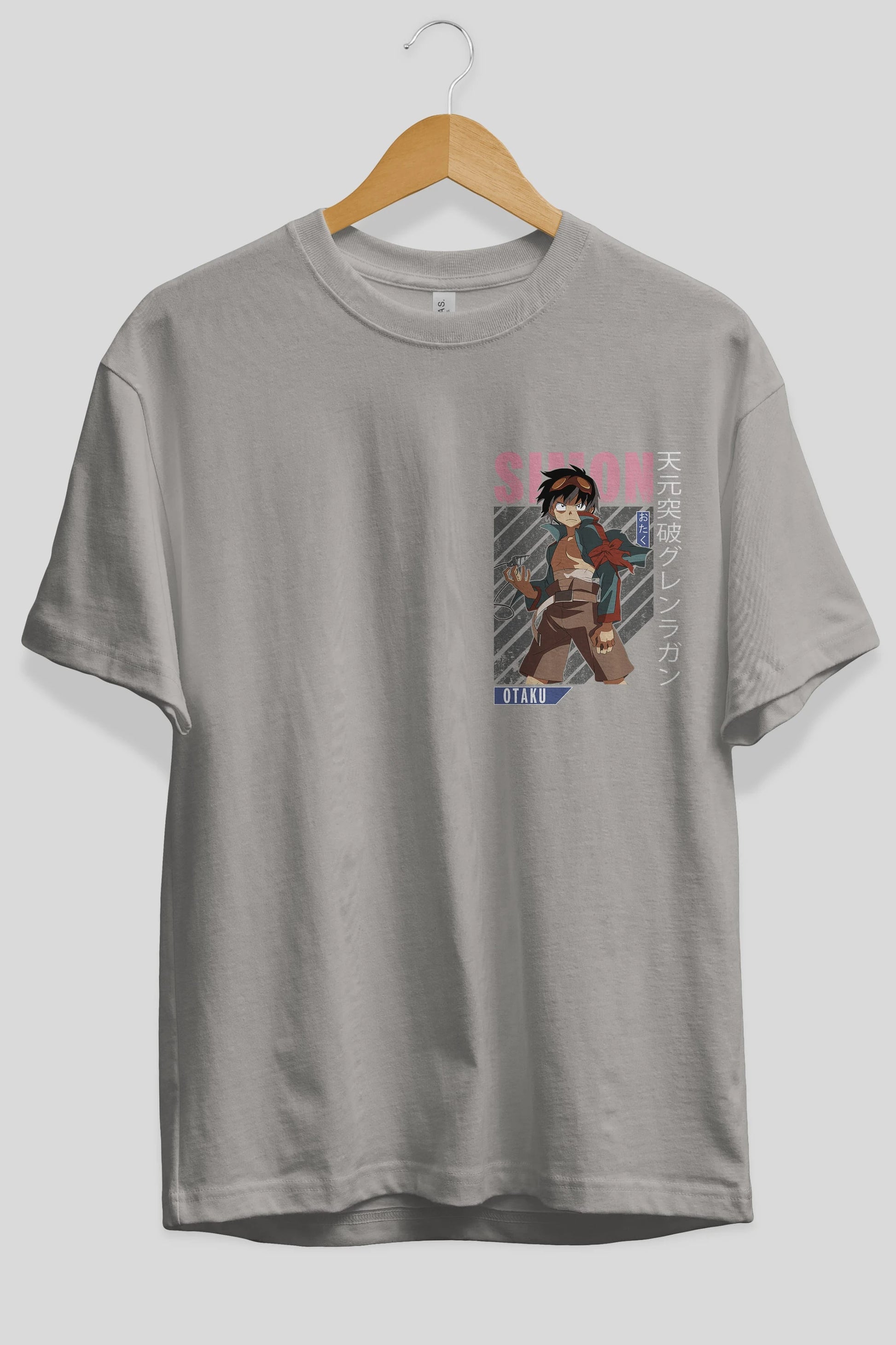 Simon 5 Ön Sol Baskılı Oversize t-shirt Erkek Kadın Unisex %100 Pamuk Bisiklet Yaka tişort