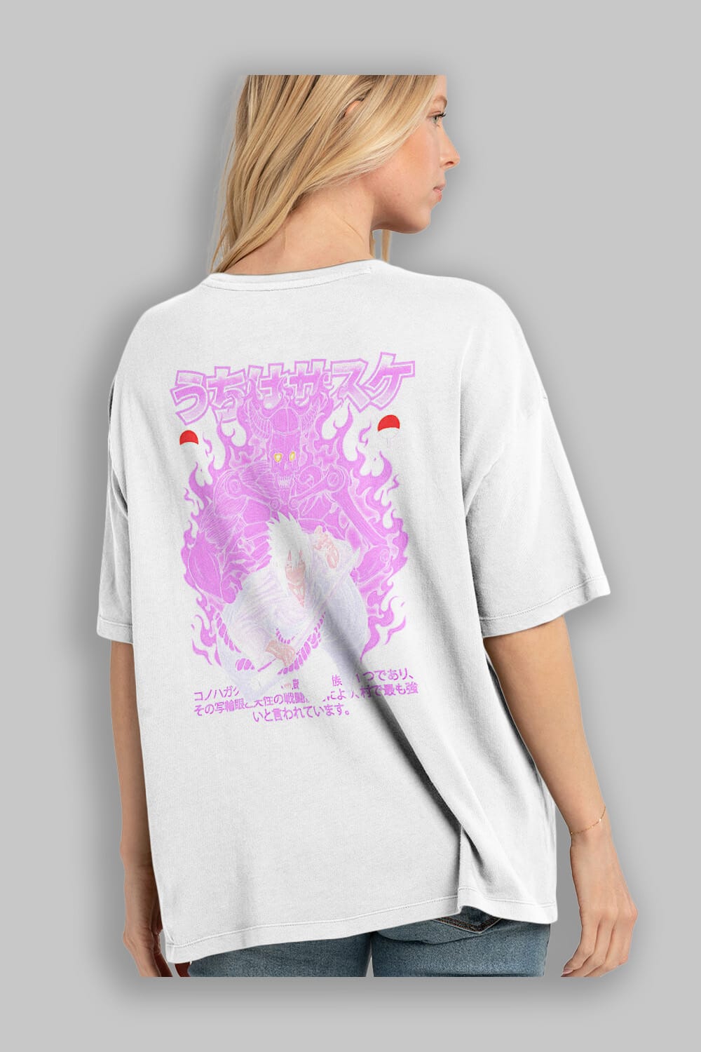 SASUKE UCHIHA NARUTO Anime Arka Baskılı Oversize t-shirt Erkek Kadın Unisex