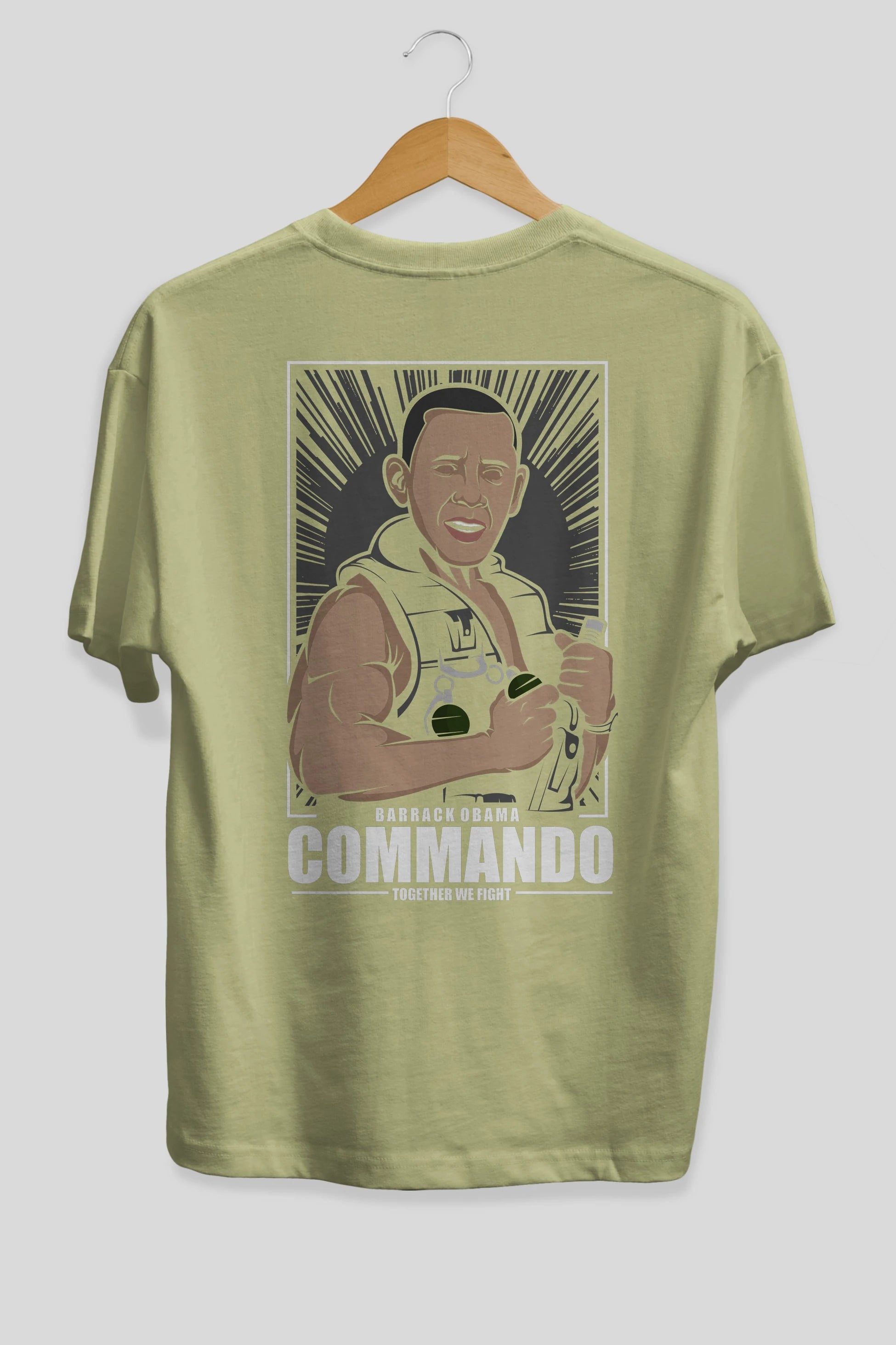 Obama Commando Arka Baskılı Oversize t-shirt Erkek Kadın Unisex %100 Pamuk tişort
