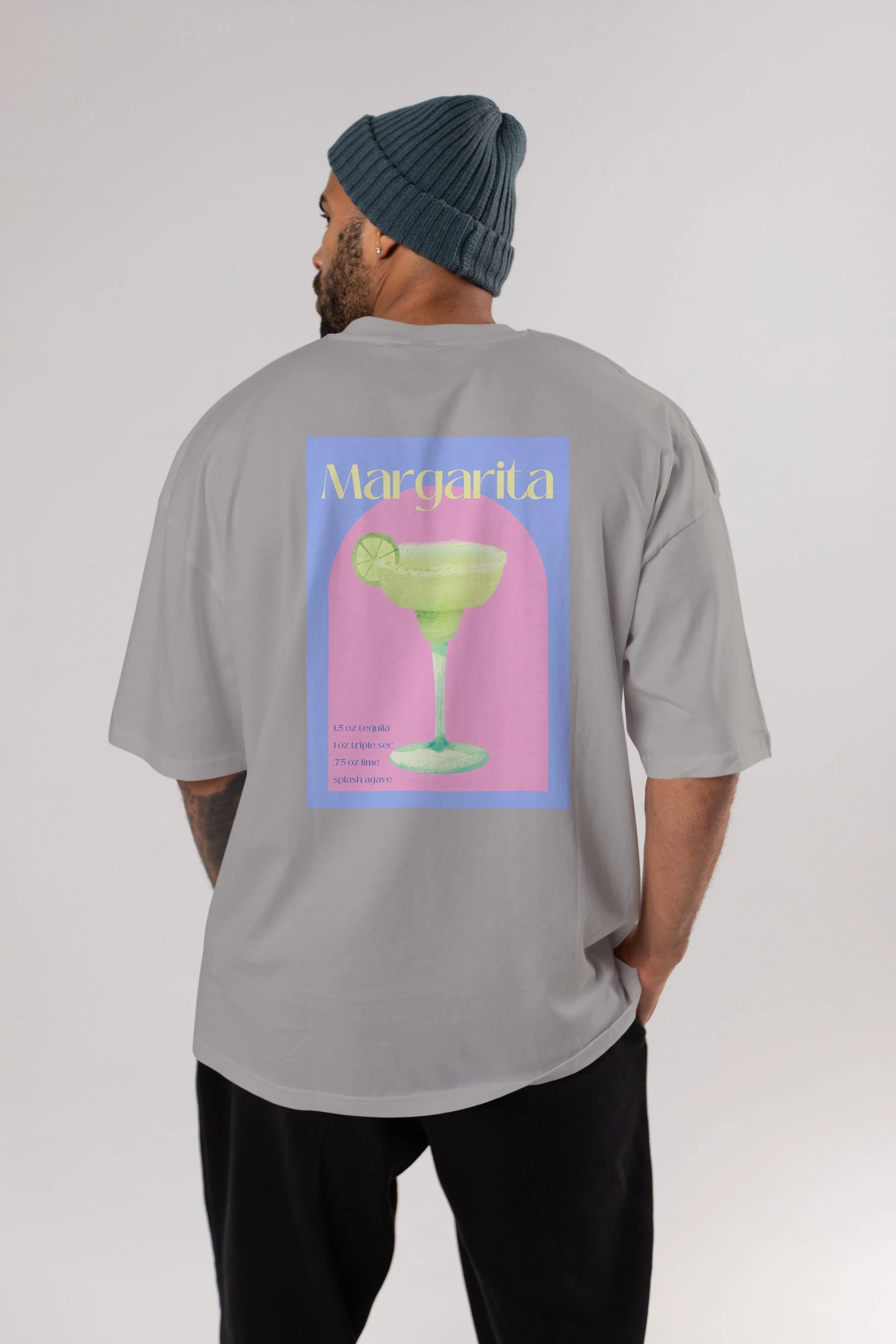 Margarita 6 Arka Baskılı Oversize t-shirt Erkek Kadın Unisex %100 Pamuk Bisiklet Yaka tişort