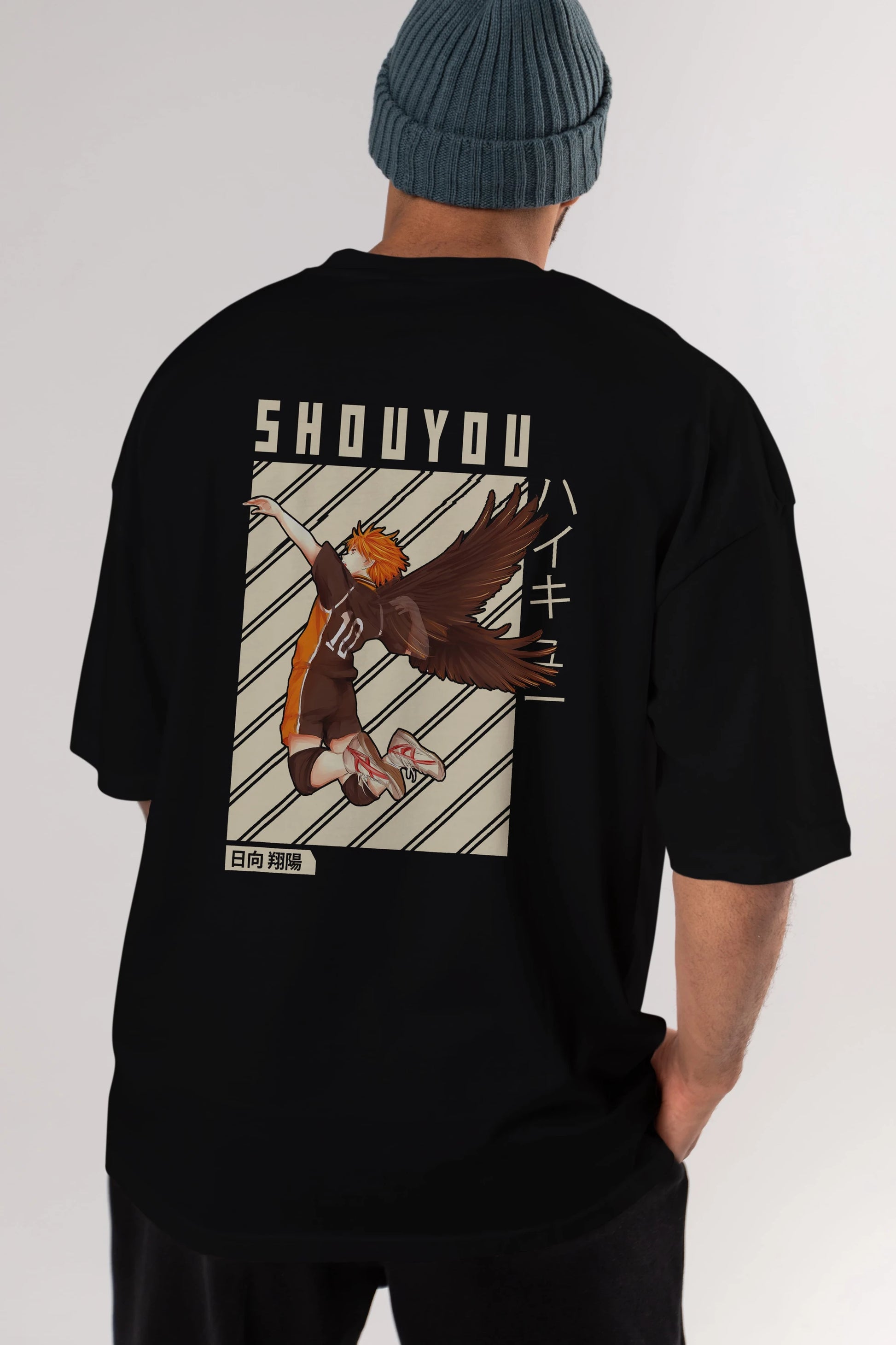 Shouyou Hinata 3 Anime Arka Baskılı Oversize t-shirt Erkek Kadın Unisex