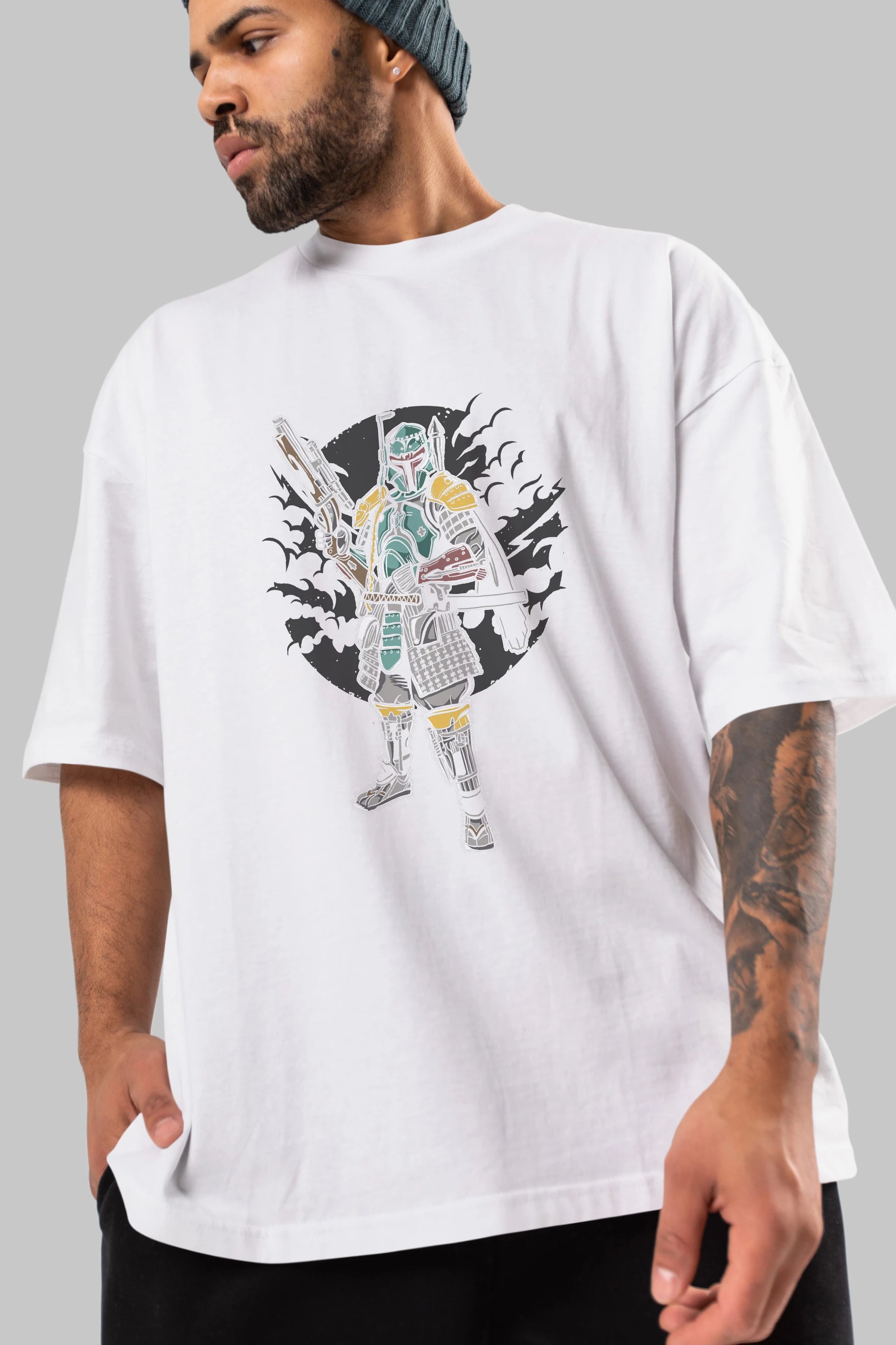 Ronin Hunter Ön Baskılı Oversize t-shirt Erkek Kadın Unisex %100 Pamuk tişort