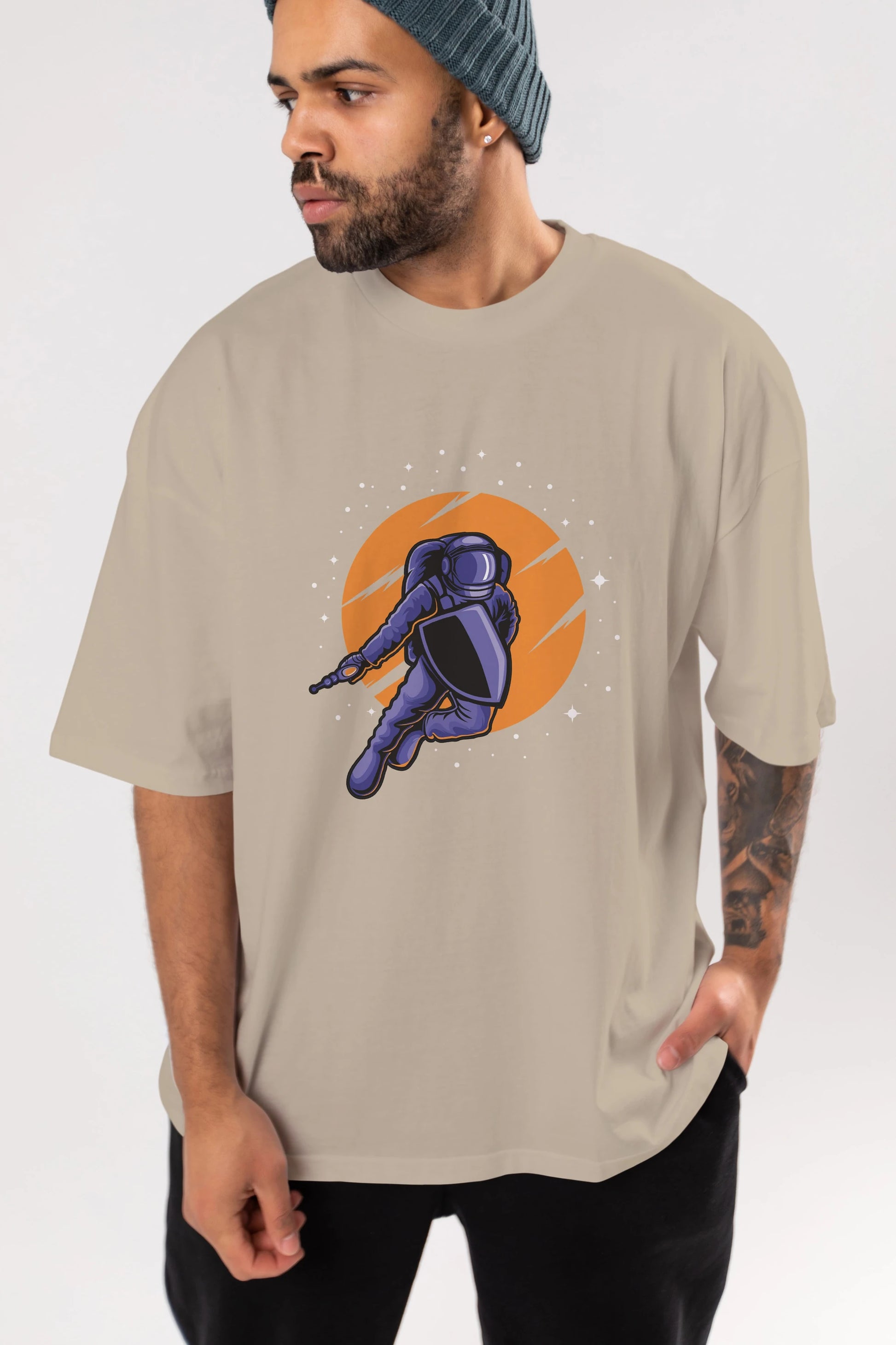 Astro Wars Ön Baskılı Oversize t-shirt Erkek Kadın Unisex