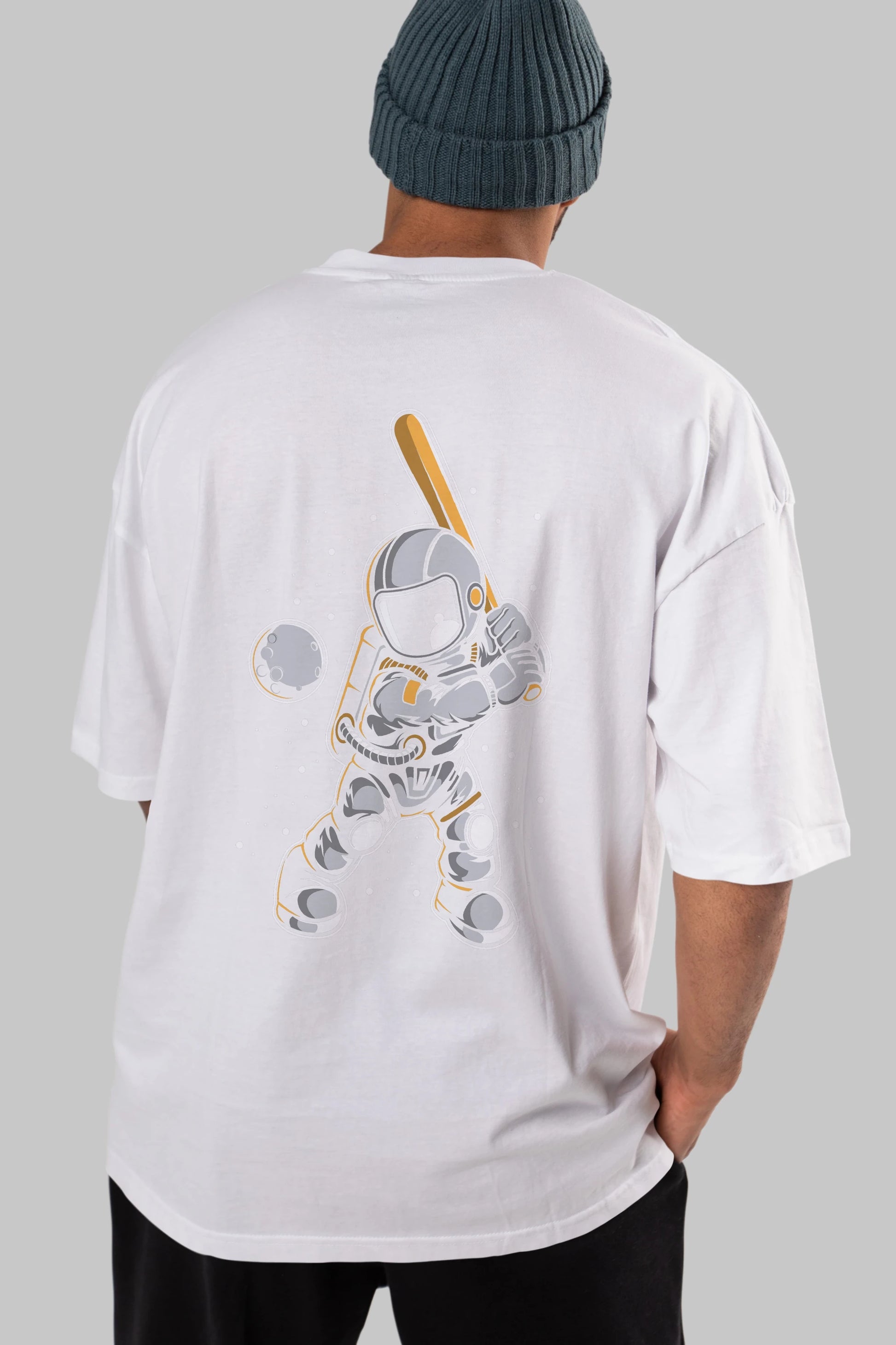 Astronaut Baseball Arka Baskılı Oversize t-shirt Erkek Kadın Unisex