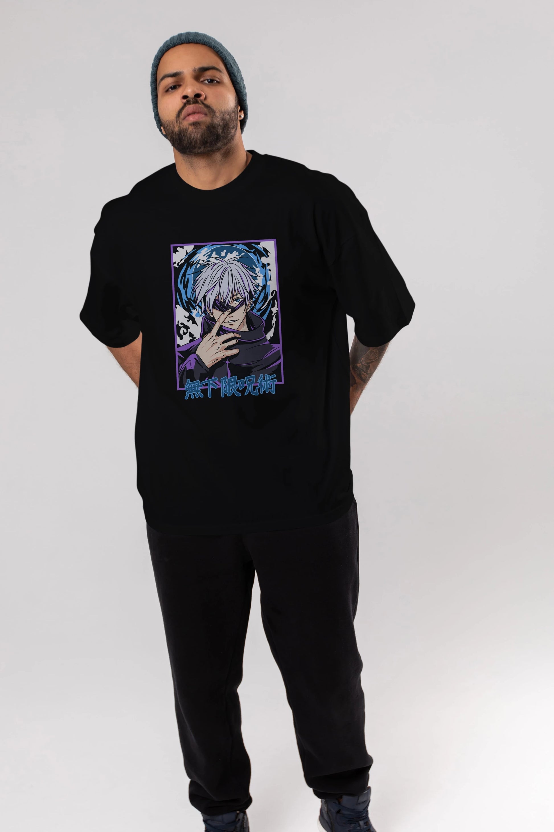 SATORU GOJO 3 Anime Ön Baskılı Oversize t-shirt %100 pamuk Erkek Kadın Unisex