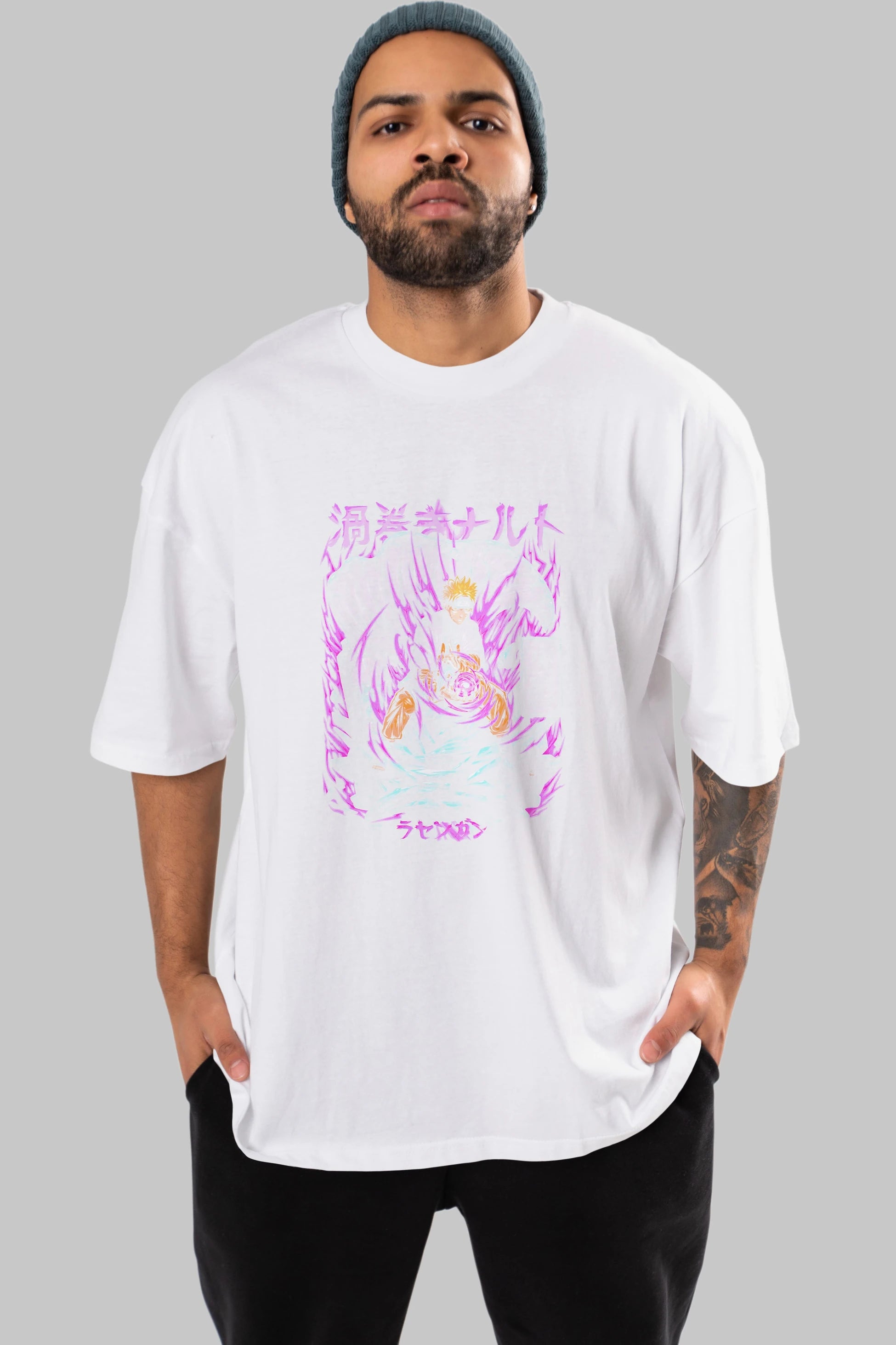 NARUTO Anime Ön Baskılı Oversize t-shirt %100 pamuk Erkek Kadın Unisex