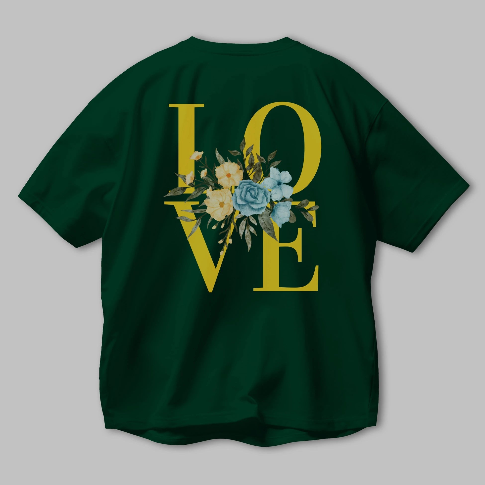 Love Flower Arka Baskılı Oversize t-shirt Erkek Kadın Unisex
