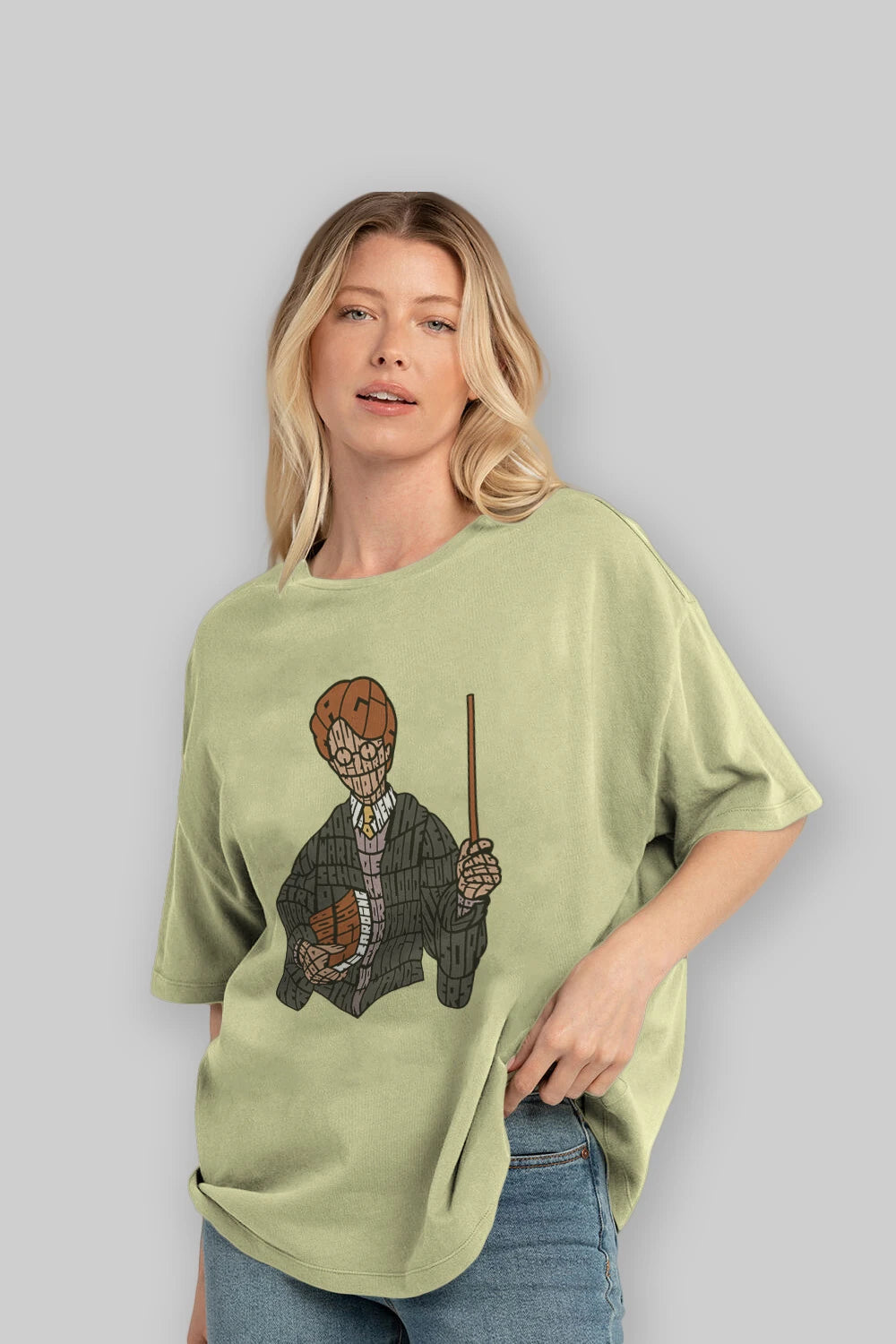 Harry Ön Baskılı Oversize t-shirt %100 pamuk Erkek Kadın Unisex