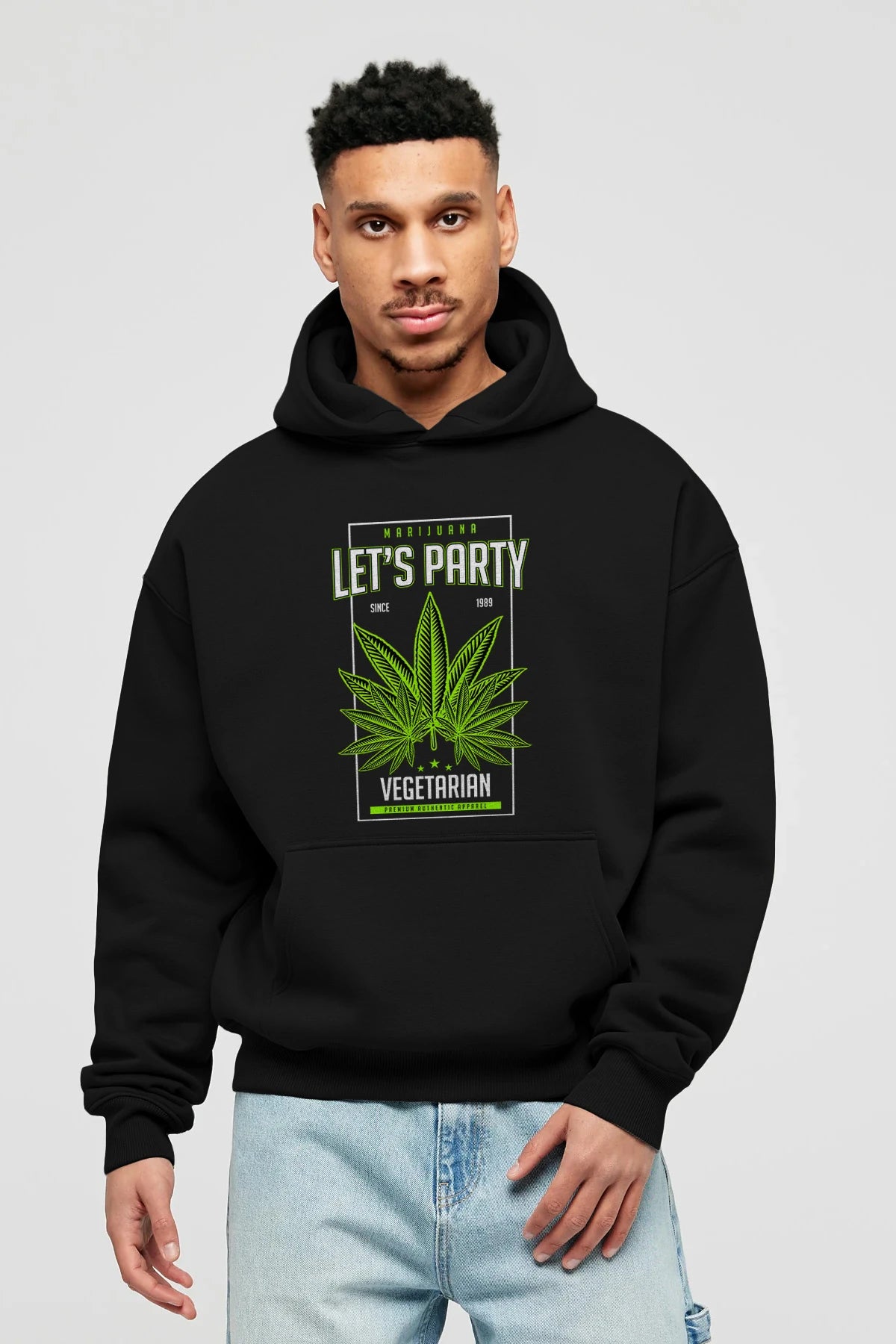 Lets Party Ön Baskılı Hoodie Oversize Kapüşonlu Sweatshirt Erkek Kadın Unisex