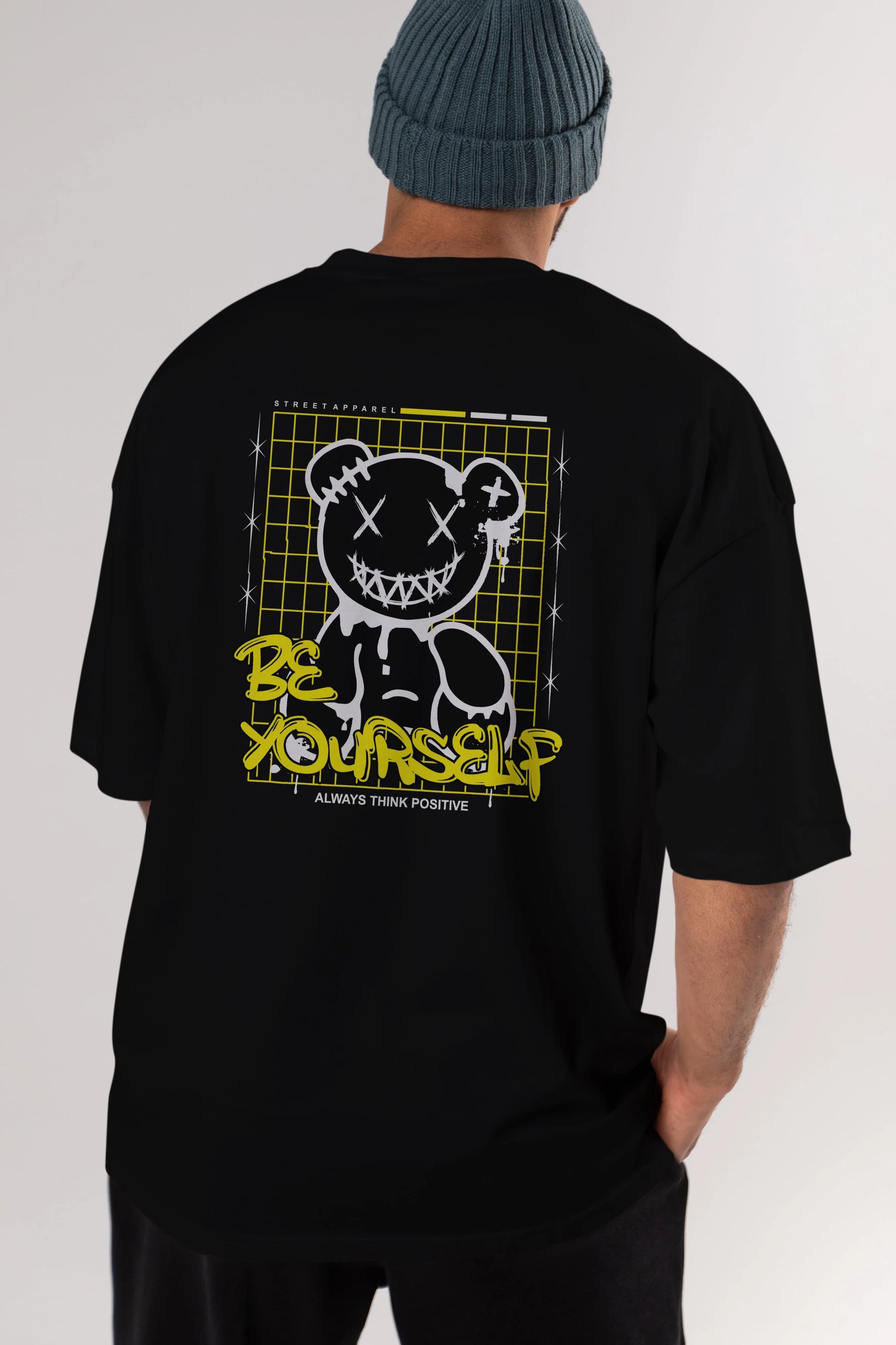 Teddy Bear Be Yourself Arka Baskılı Oversize t-shirt Erkek Kadın Unisex