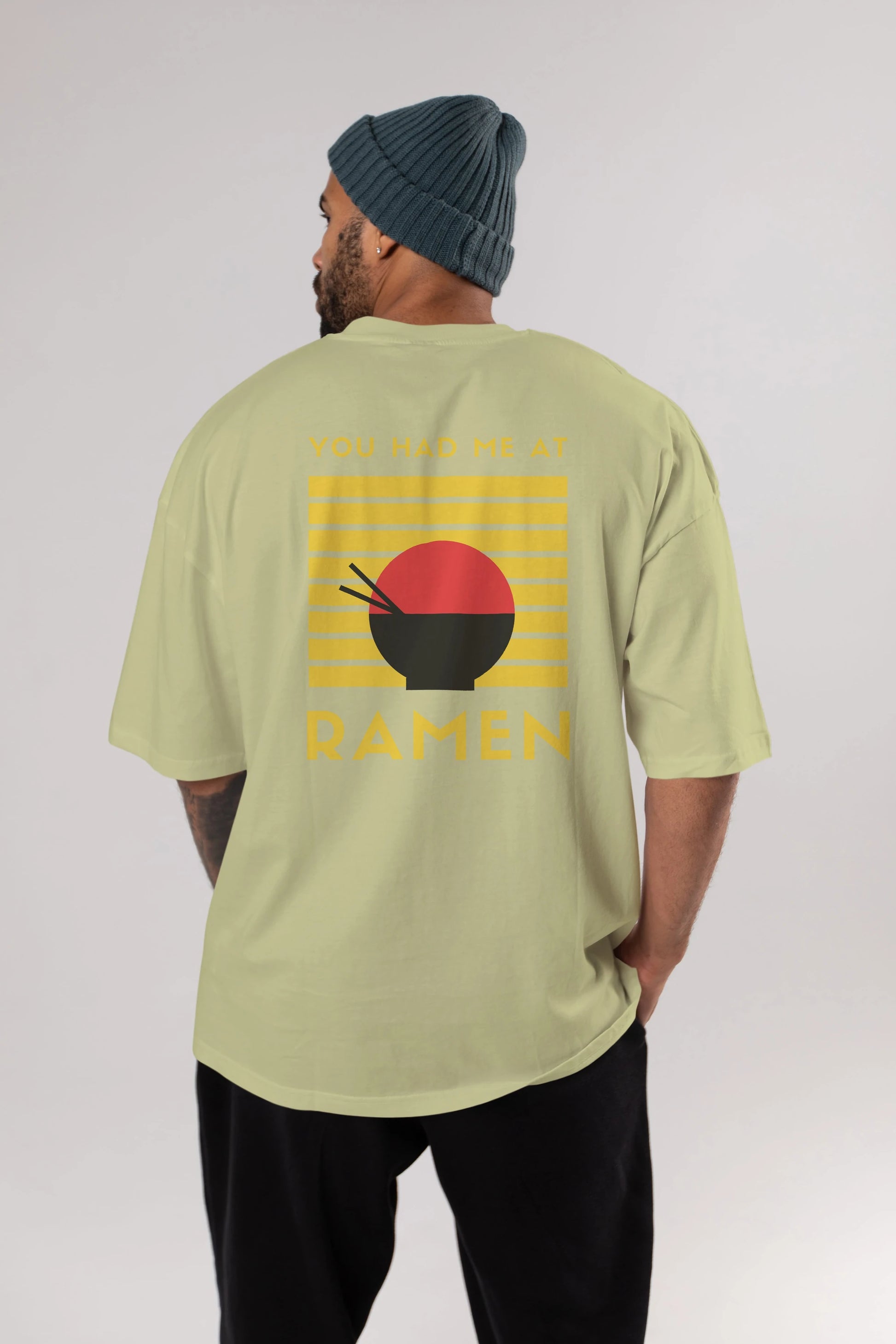 You Had me at Ramen Yazılı Arka Baskılı Oversize t-shirt Erkek Kadın Unisex