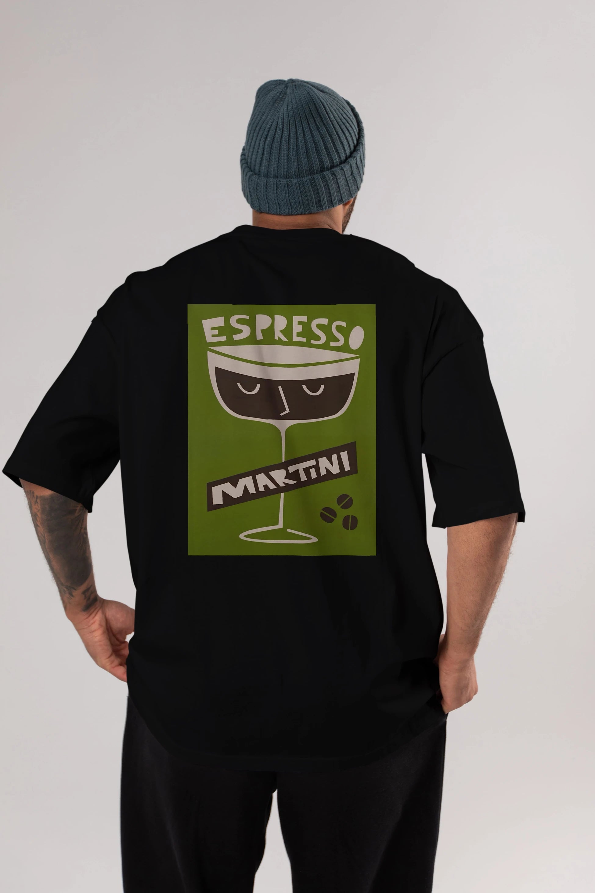 Espresso Martini 2 Arka Baskılı Oversize t-shirt Erkek Kadın Unisex %100 Pamuk Bisiklet Yaka tişort