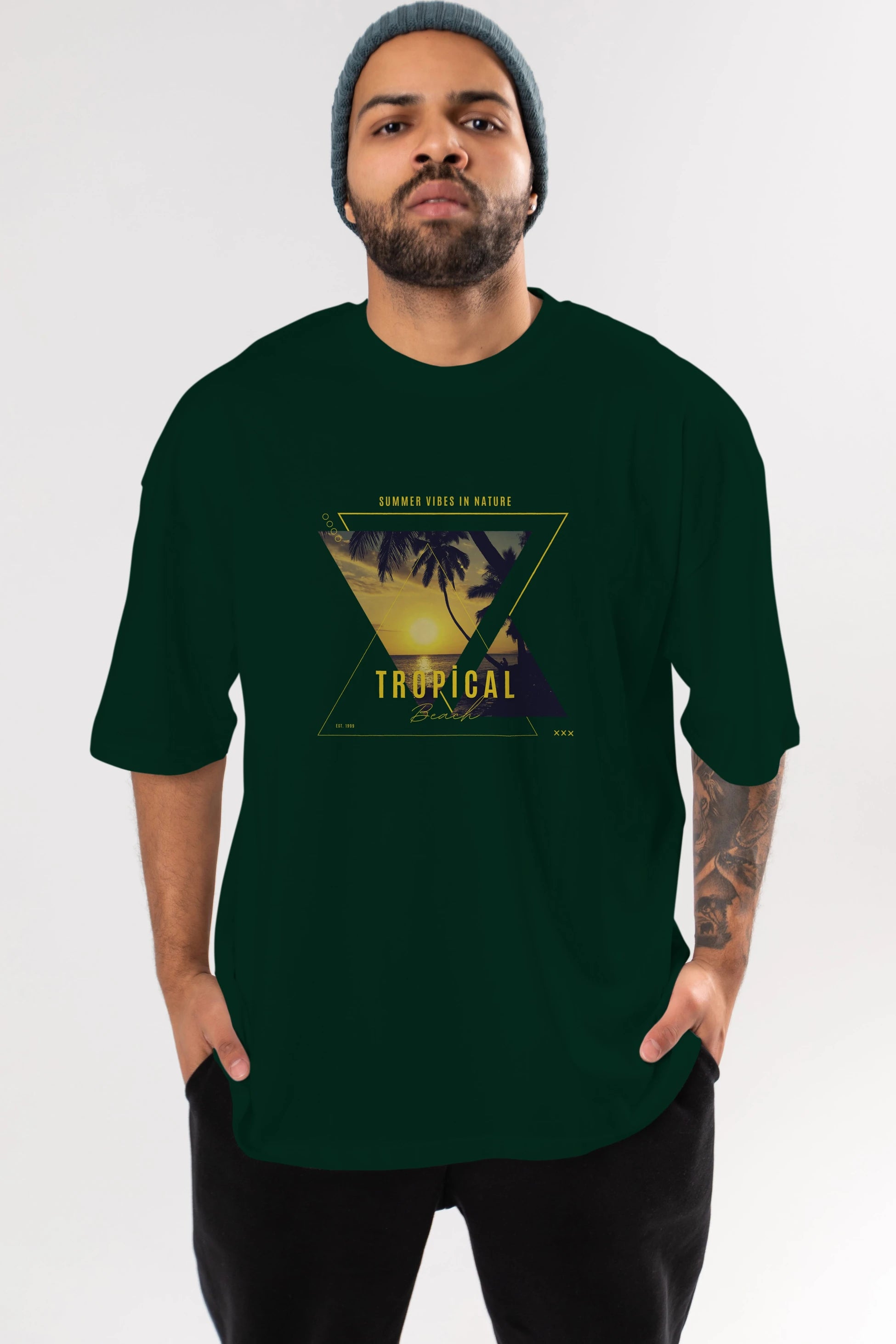 Summer Vibes Yazılı Ön Baskılı Oversize t-shirt Erkek Kadın Unisex
