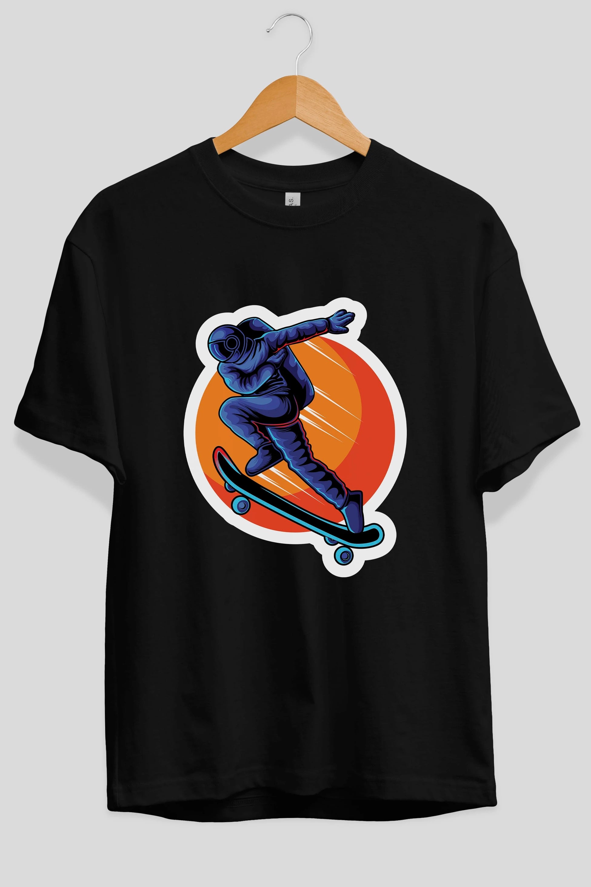 Astroskate Run Sticker Ön Baskılı Oversize t-shirt Erkek Kadın Unisex