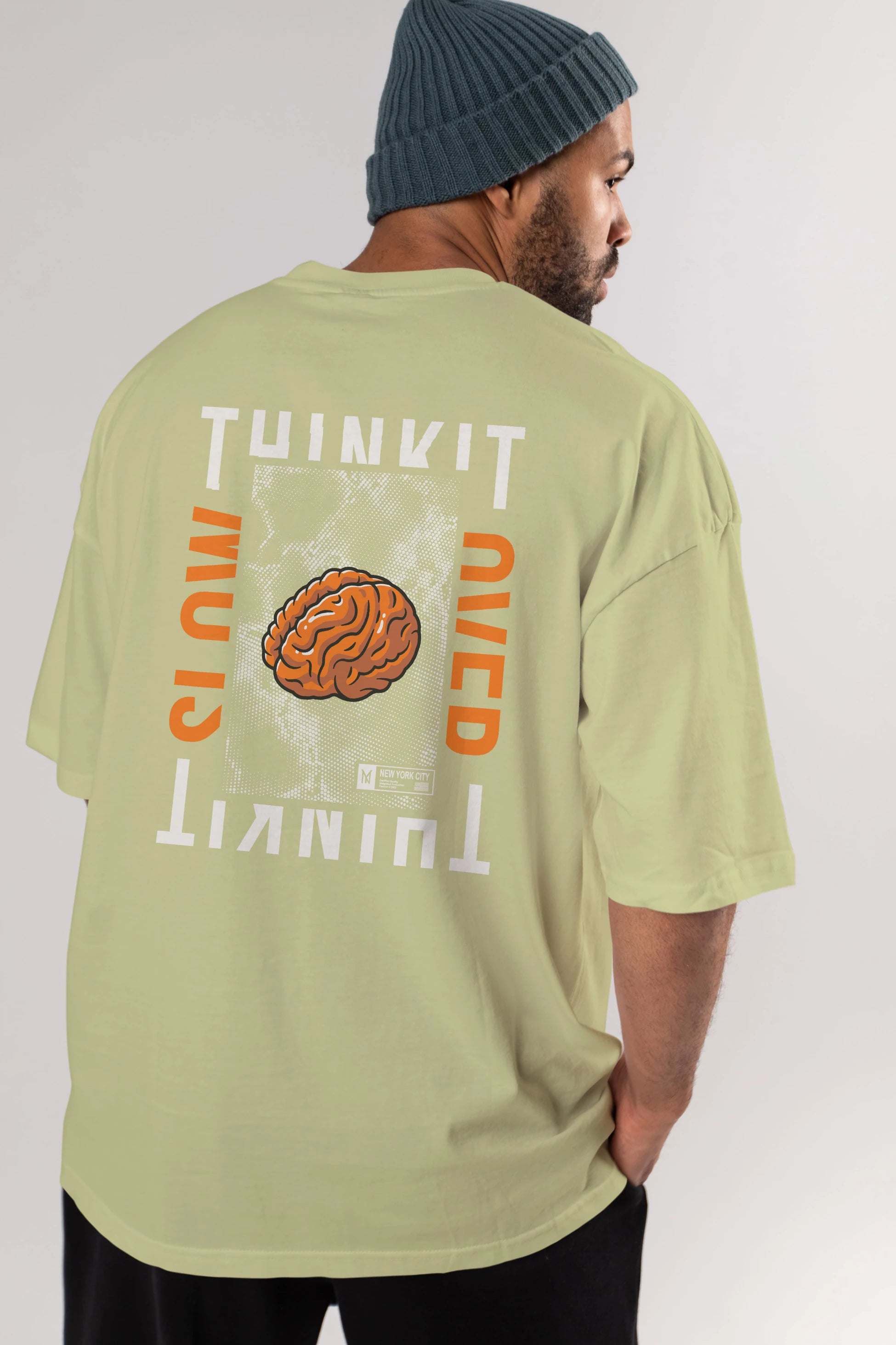 Think it Arka Baskılı Oversize t-shirt Erkek Kadın Unisex