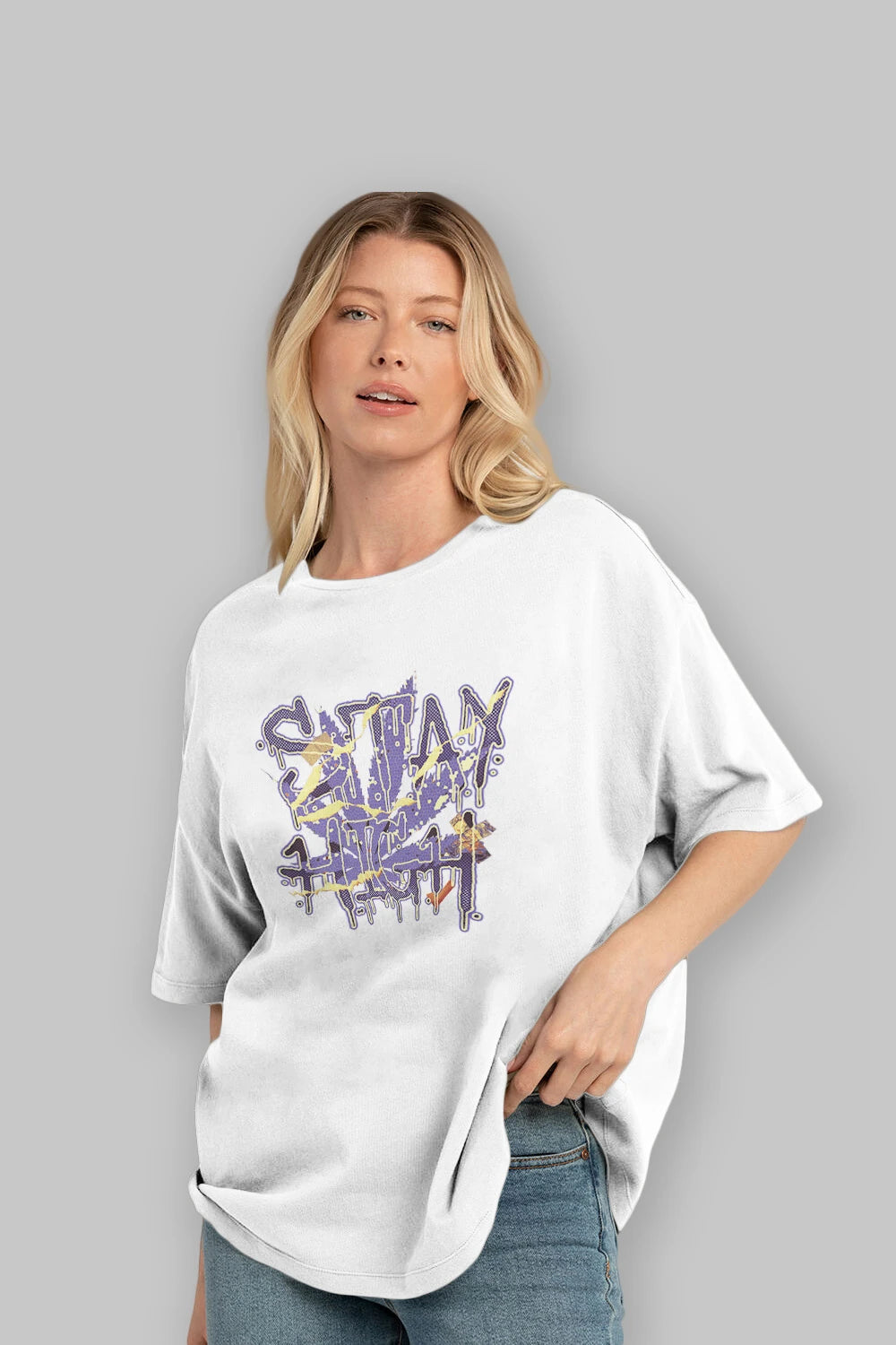 Stay High Ön Baskılı Oversize t-shirt Erkek Kadın Unisex