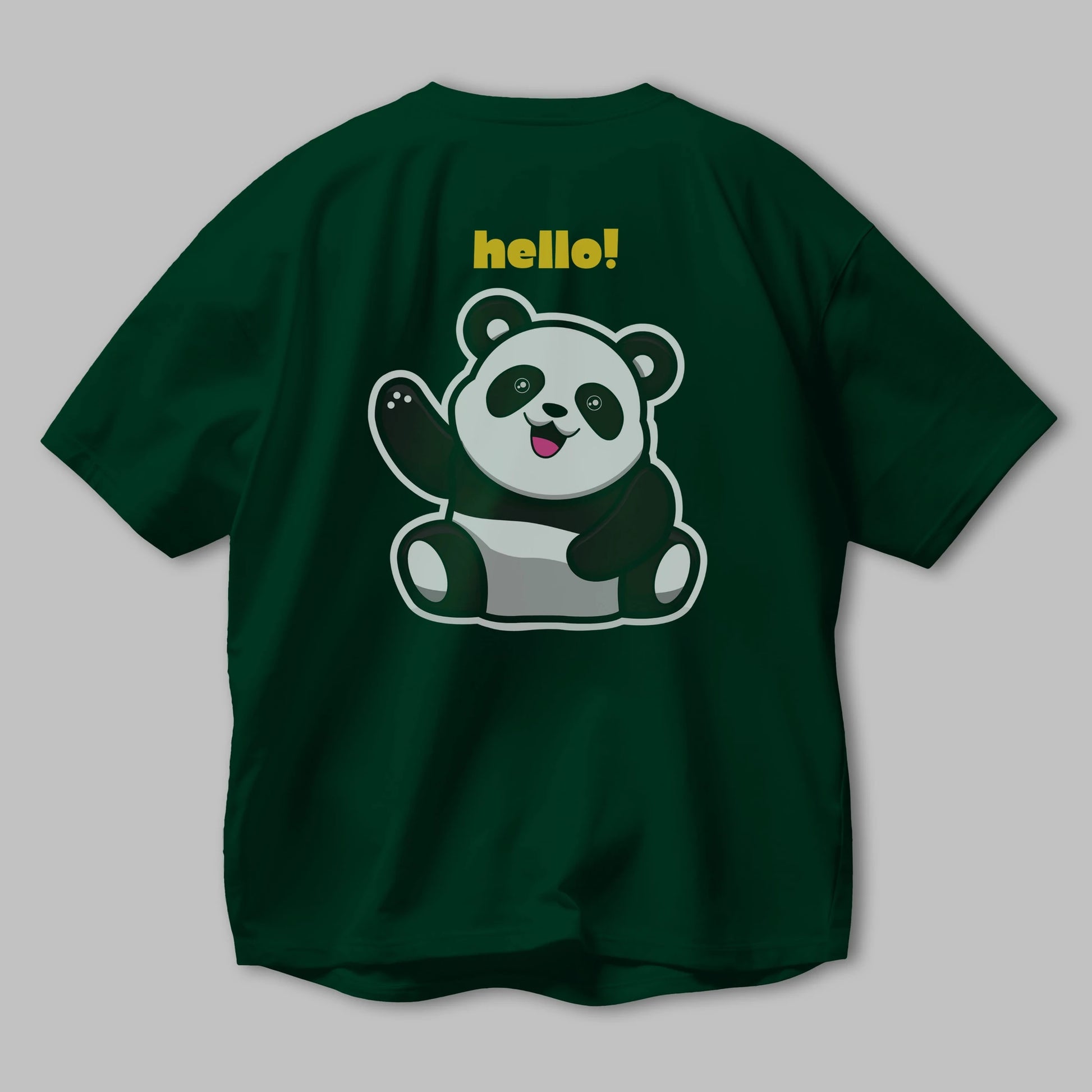 Hello Panda Arka Baskılı Oversize t-shirt Erkek Kadın Unisex