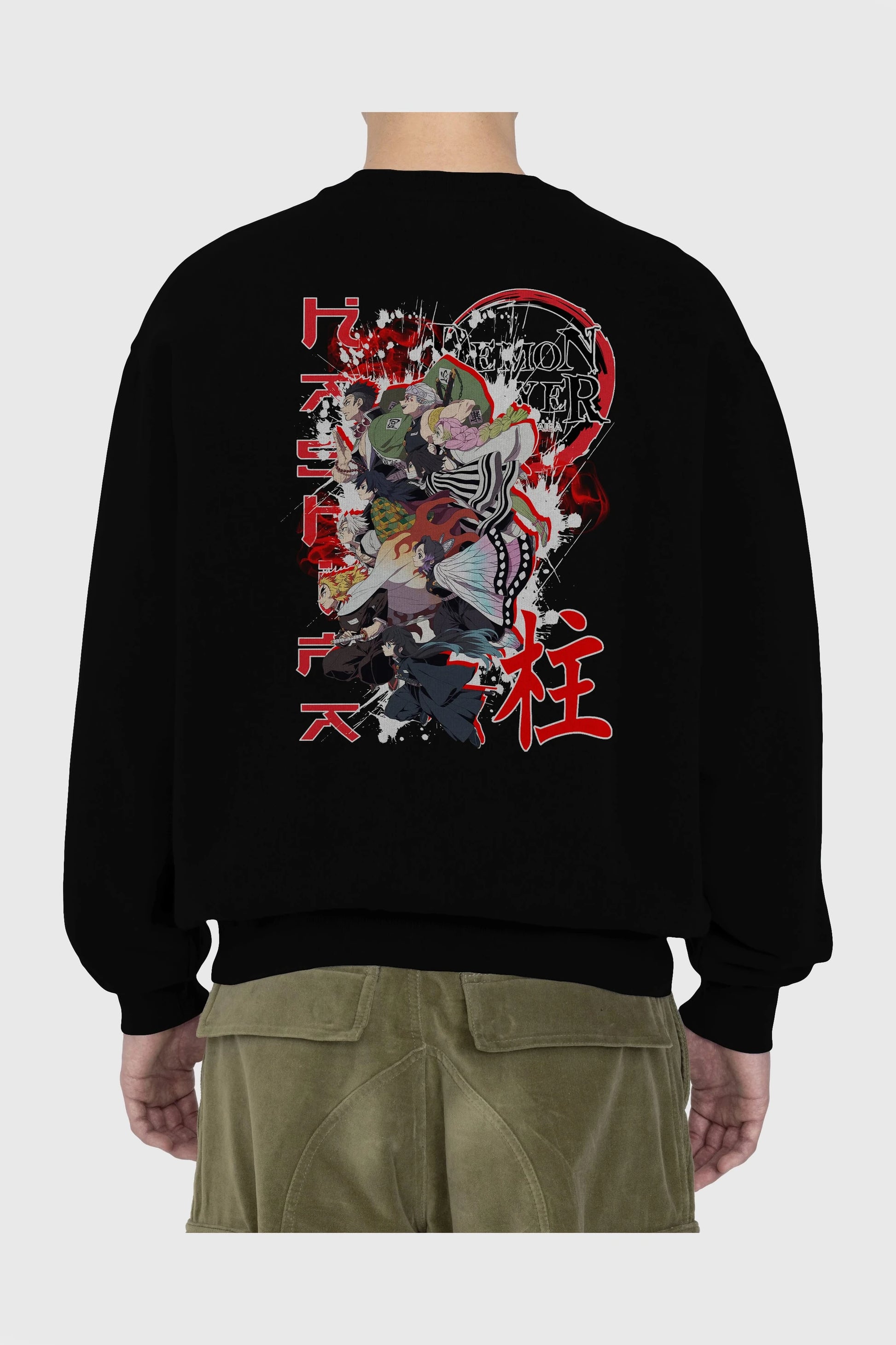 DEMON SLAYER SLAYERS Anime Arka Baskılı Oversize Sweatshirt Erkek Kadın Unisex