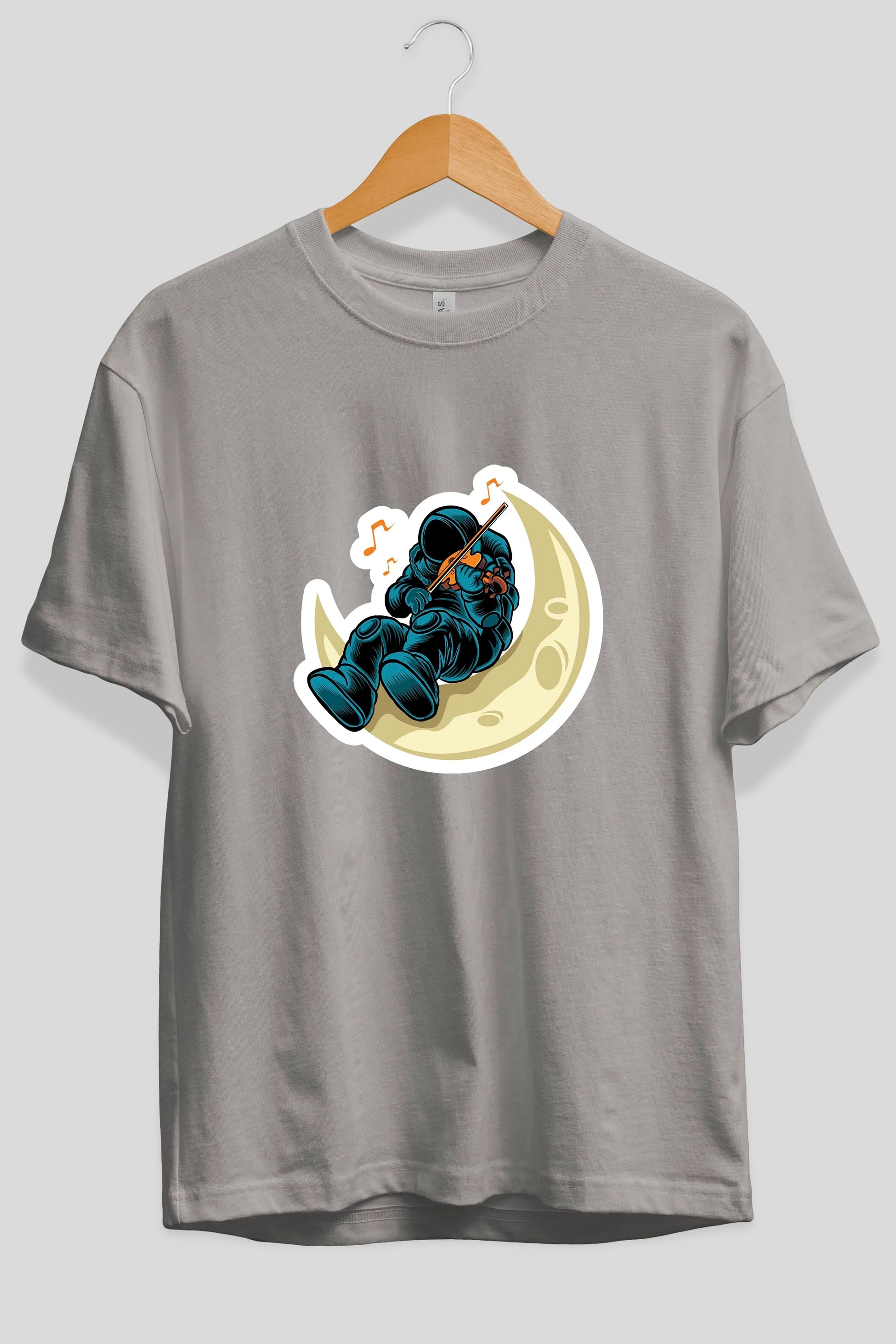 Playing Vionist in Space Sticker Ön Baskılı Oversize t-shirt Erkek Kadın Unisex