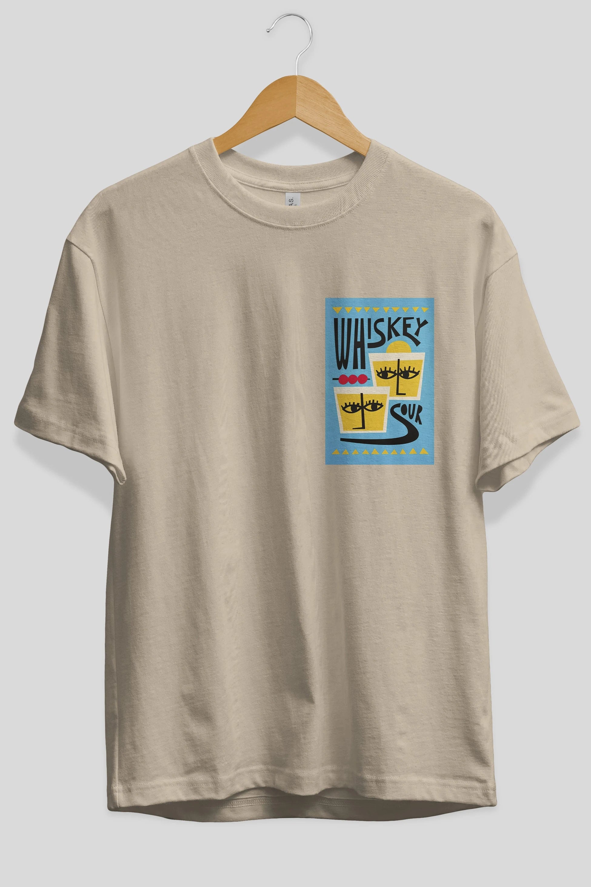 Whiskey Sour 2 Ön Sol Baskılı Oversize t-shirt Erkek Kadın Unisex %100 Pamuk Bisiklet Yaka tişort