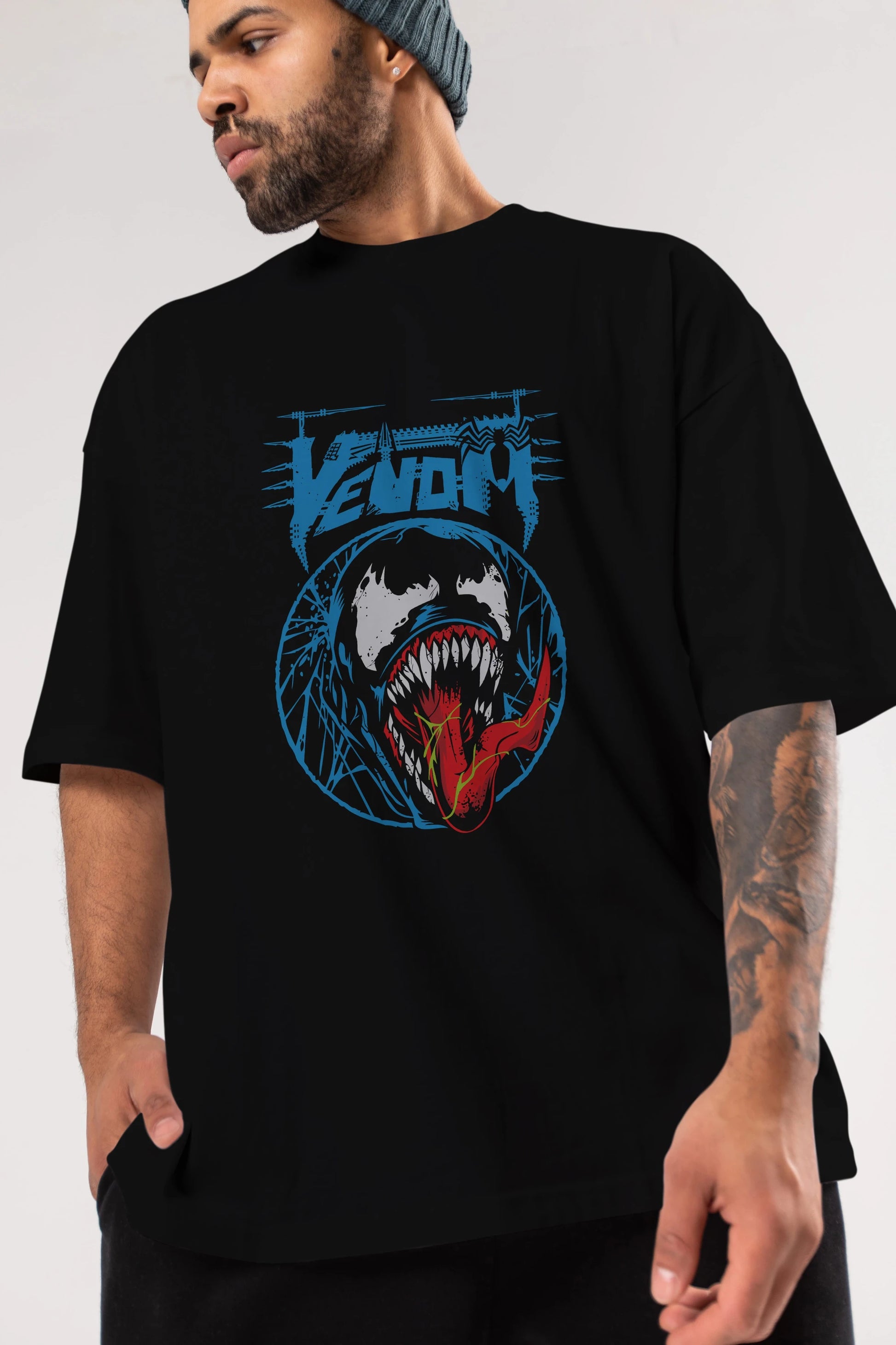 Venom (23) Ön Baskılı Oversize t-shirt Erkek Kadın Unisex %100 Pamuk Bisiklet Yaka tişort