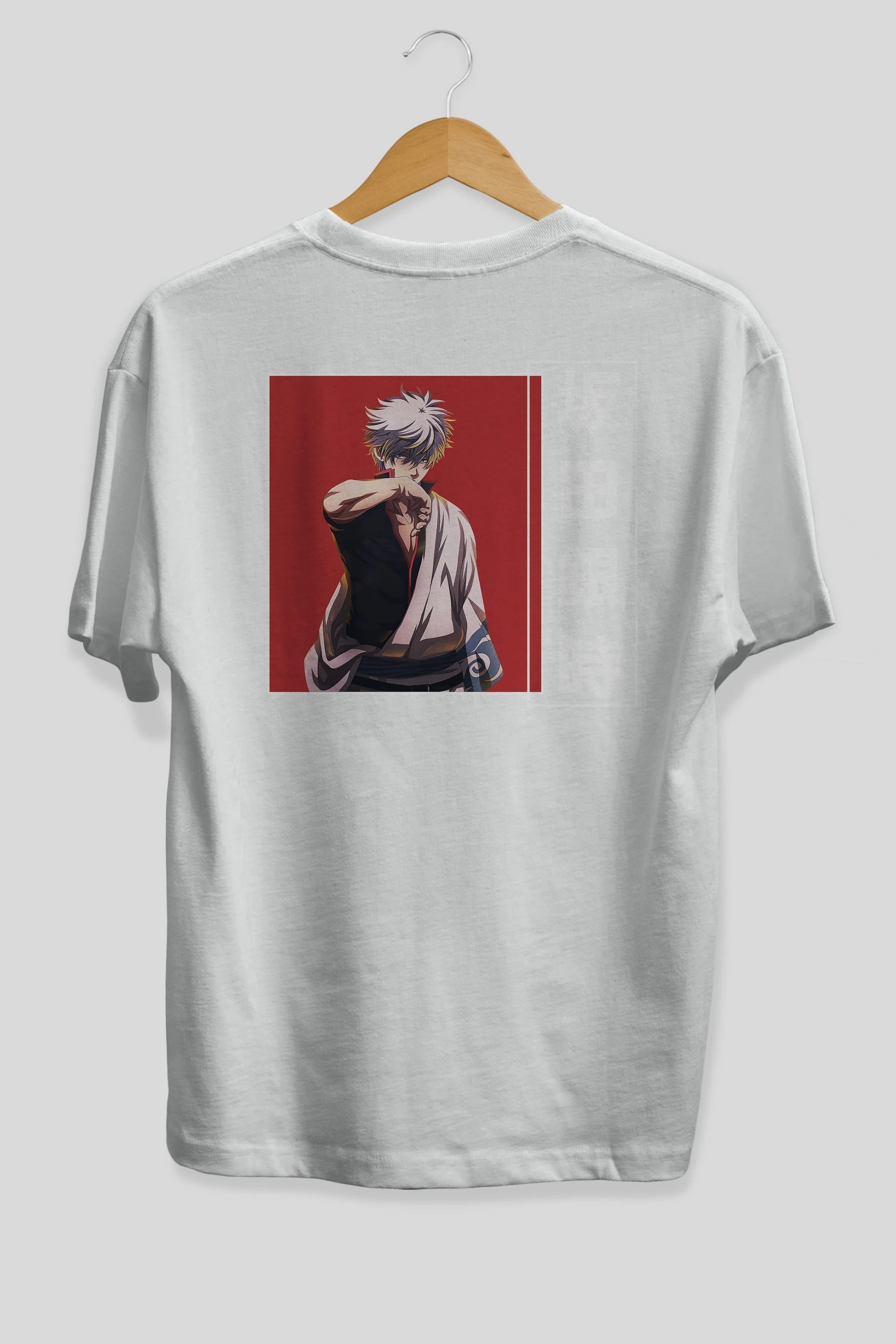 Gintoki Sakata GINTAMA 1 Anime Arka Baskılı Oversize t-shirt Erkek Kadın Unisex