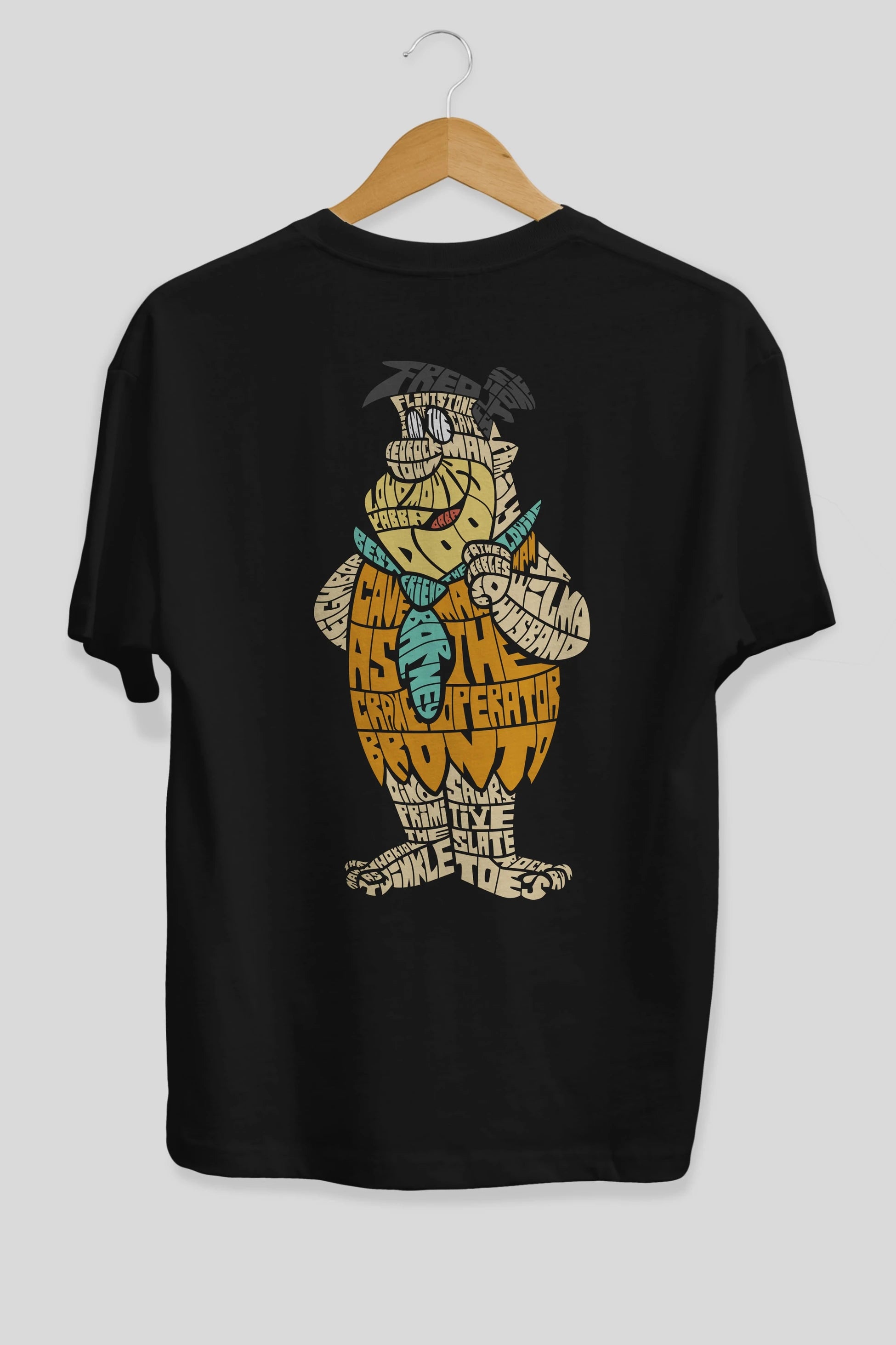 Fred Flintstone Arka Baskılı Oversize t-shirt %100 pamuk Erkek Kadın Unisex
