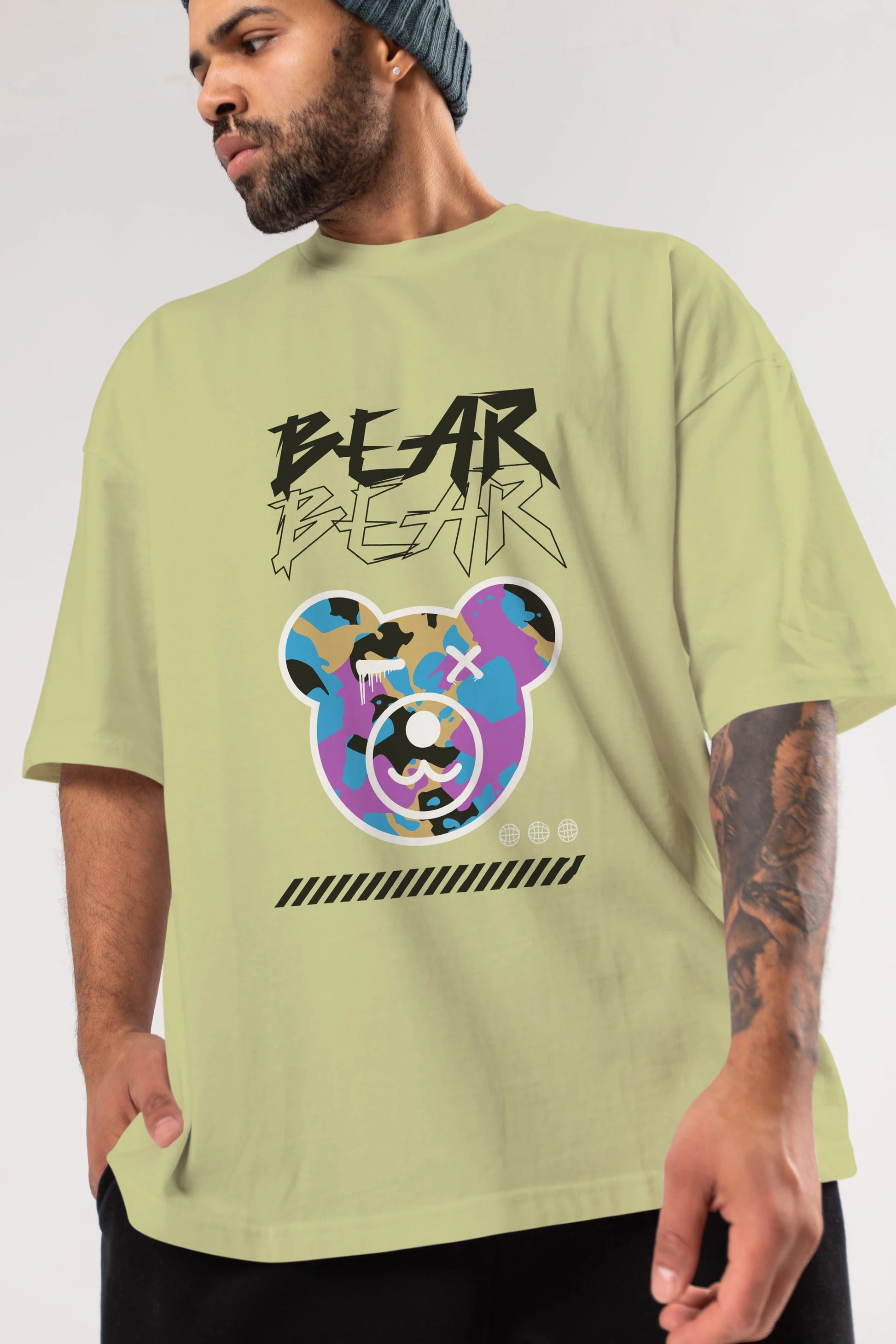 Bear Bear Ön Baskılı Oversize t-shirt Erkek Kadın Unisex