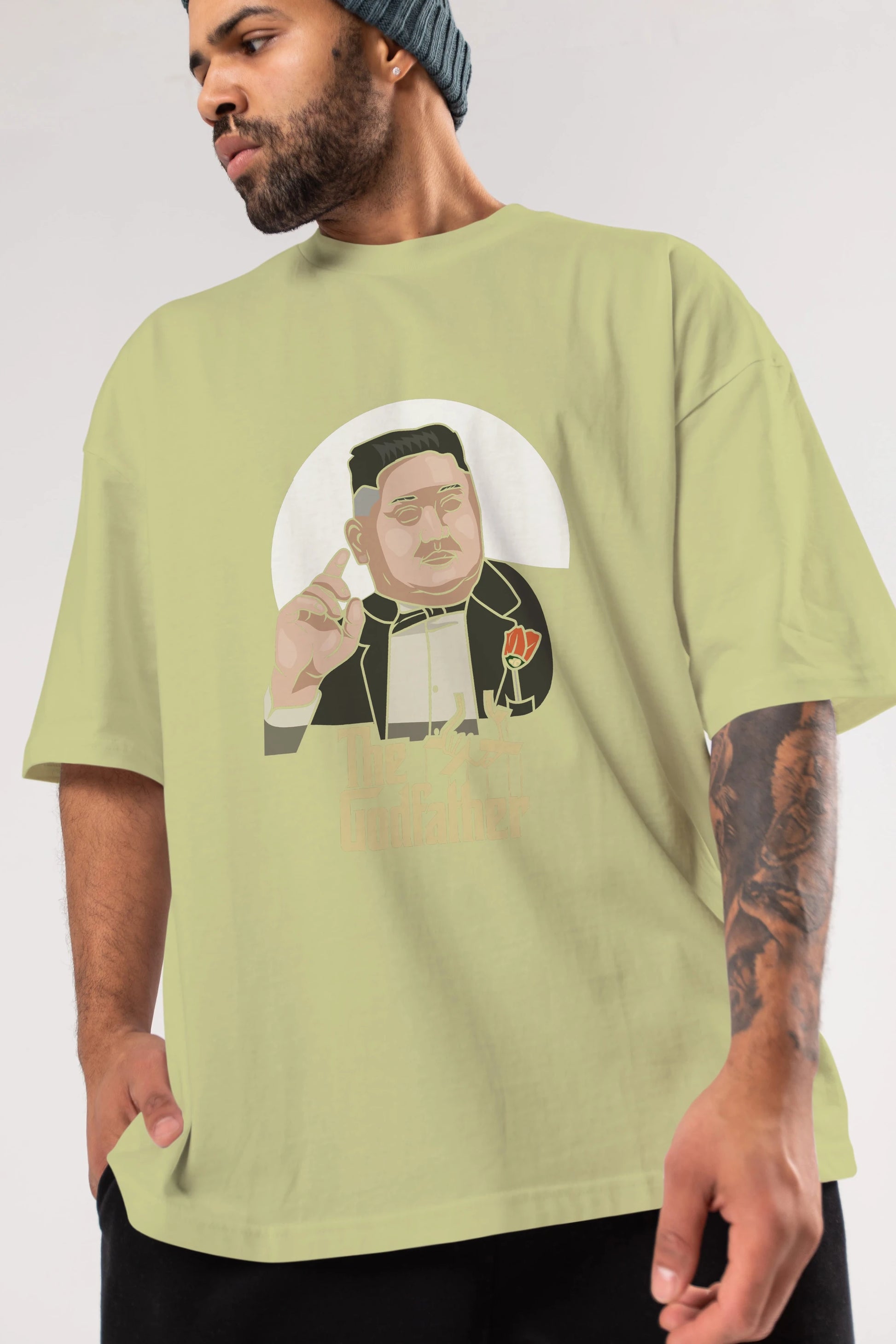 Godfather Jong Un Ön Baskılı Oversize t-shirt Erkek Kadın Unisex %100 Pamuk tişort