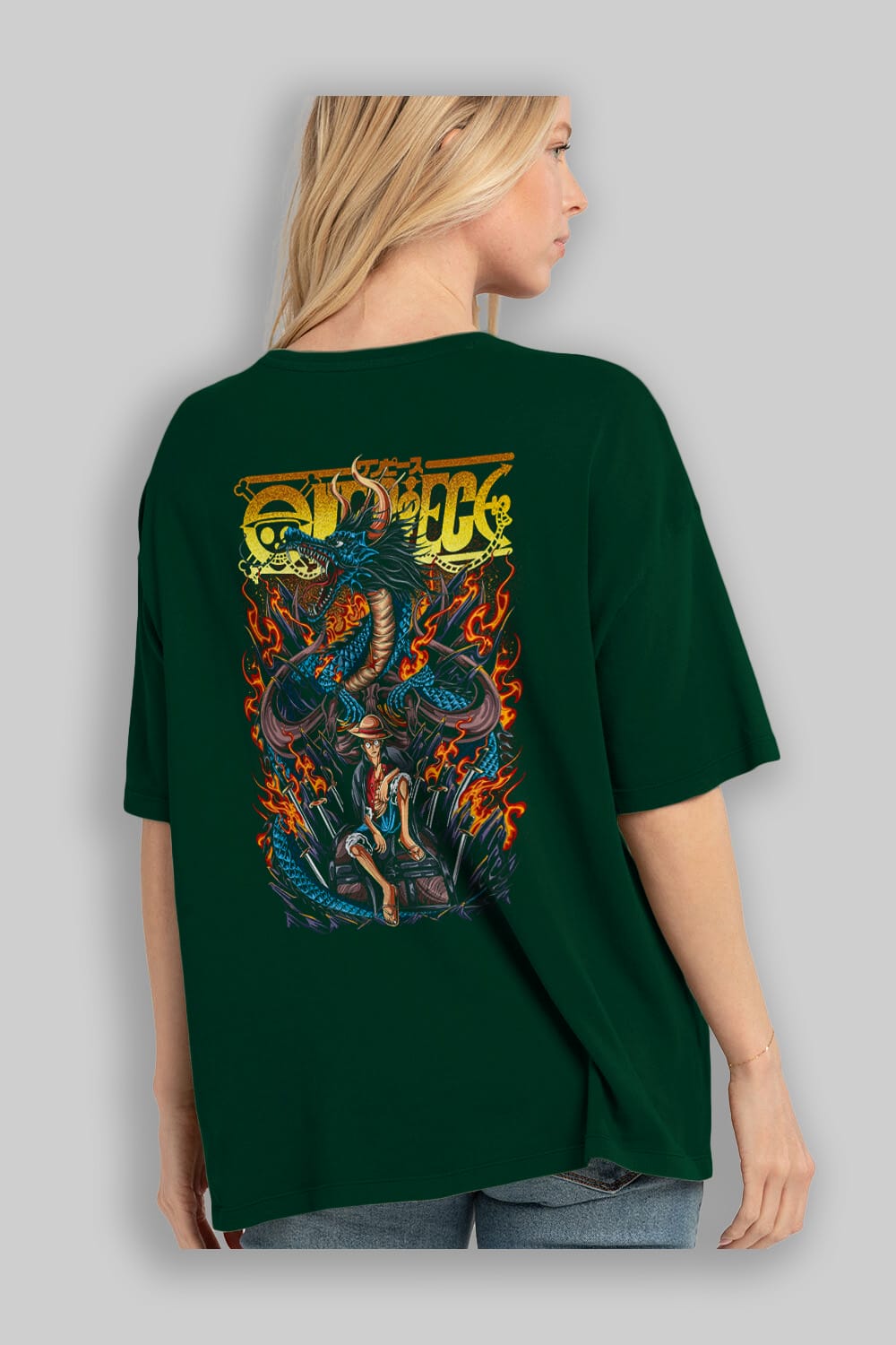 MONKEY D. LUFF-ONE PIECE Anime Arka Baskılı Oversize t-shirt Erkek Kadın Unisex