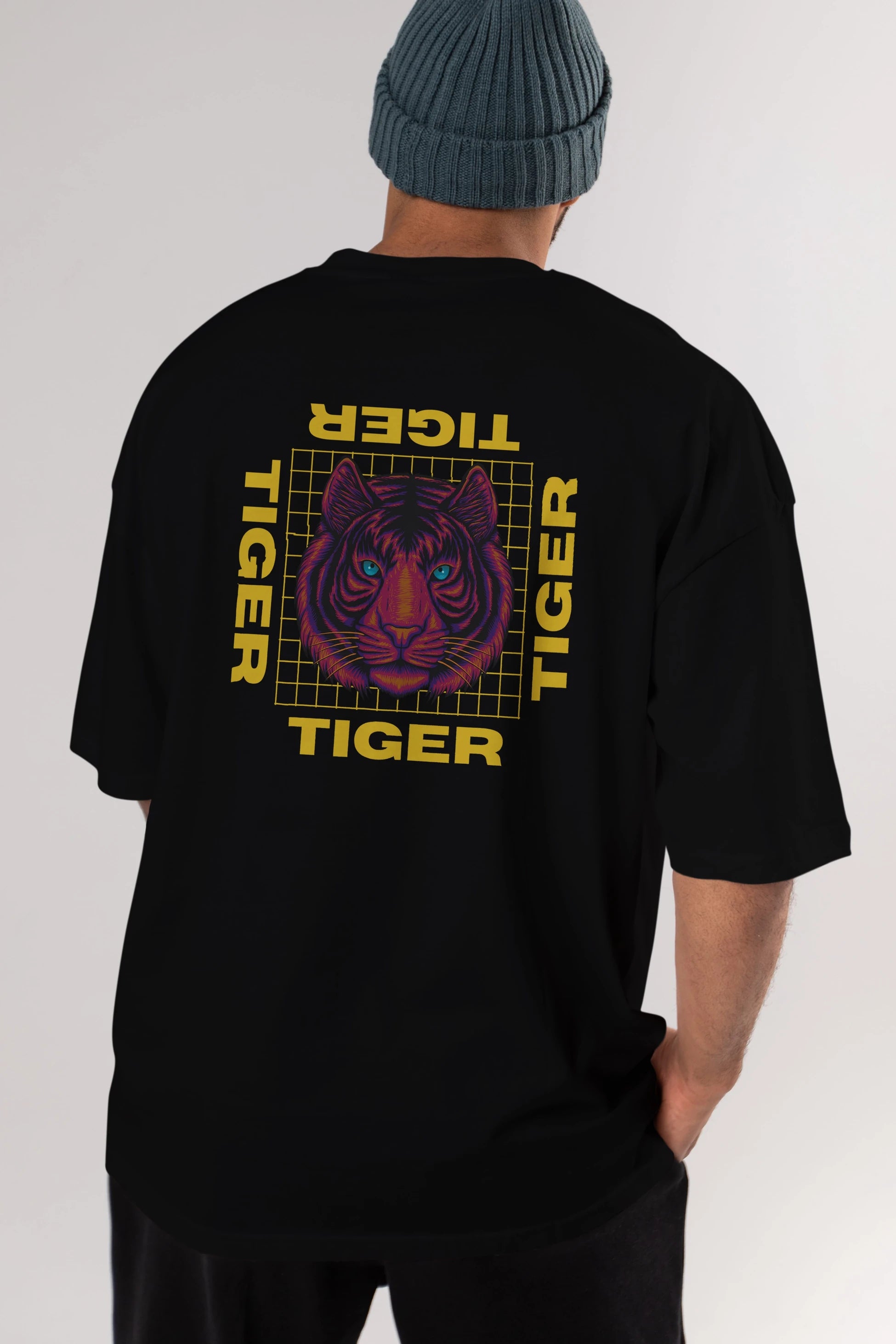Tiger Yazılı Streetwear Arka Baskılı Oversize t-shirt Erkek Kadın Unisex