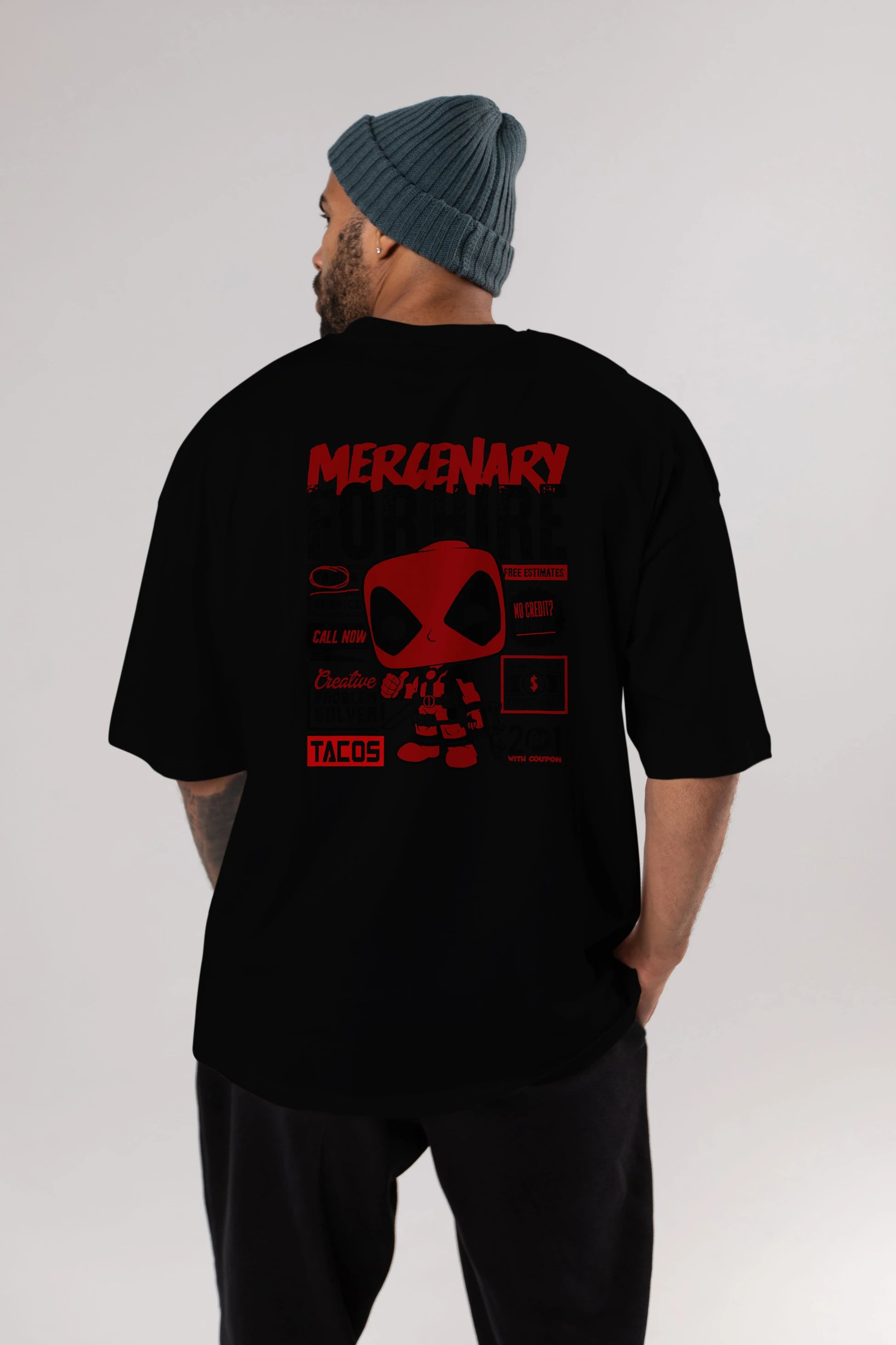 Deadpool (18) Arka Baskılı Oversize t-shirt Erkek Kadın Unisex %100 Pamuk Bisiklet Yaka tişort