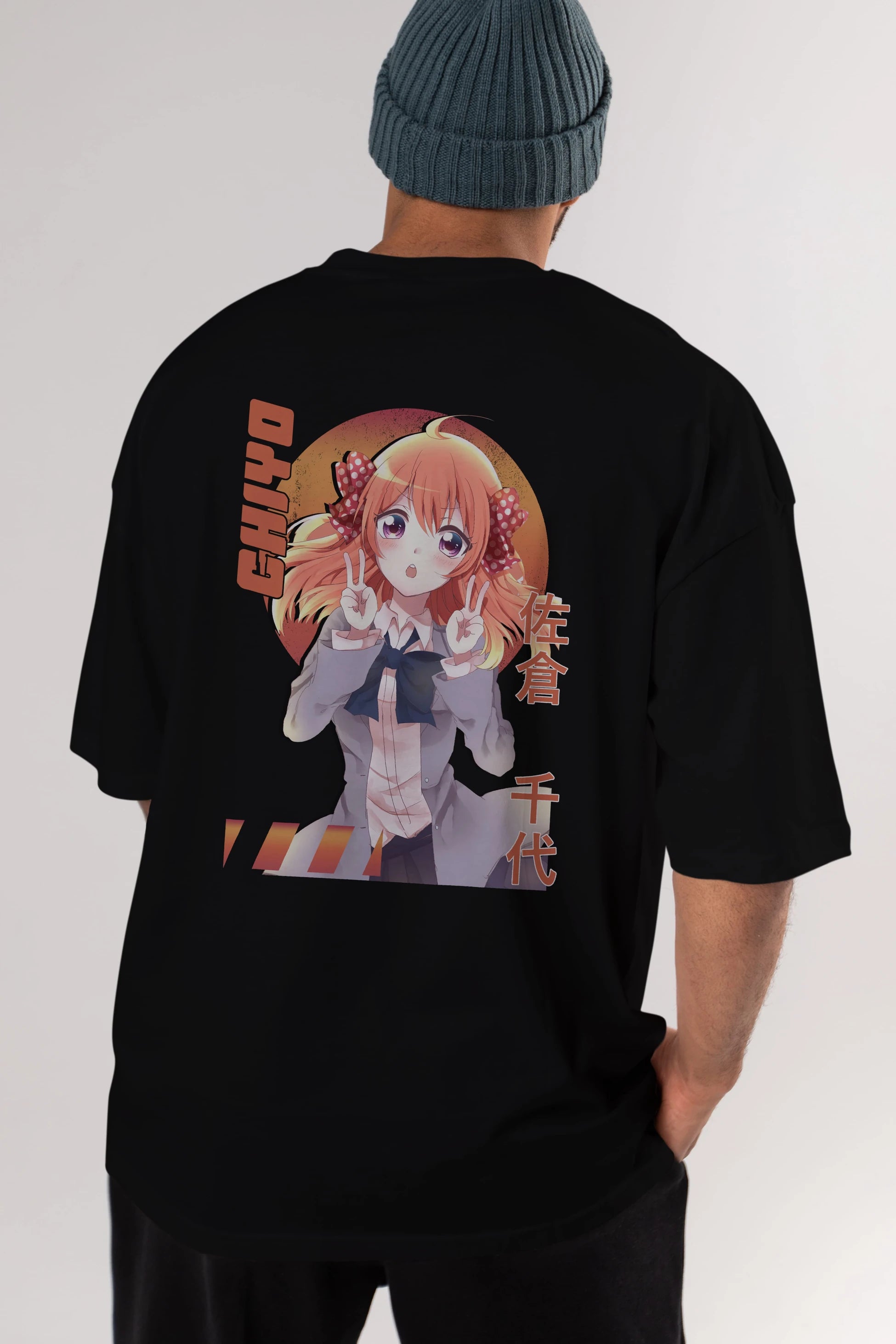 Chiyo Sakura 5 Anime Arka Baskılı Oversize t-shirt Erkek Kadın Unisex