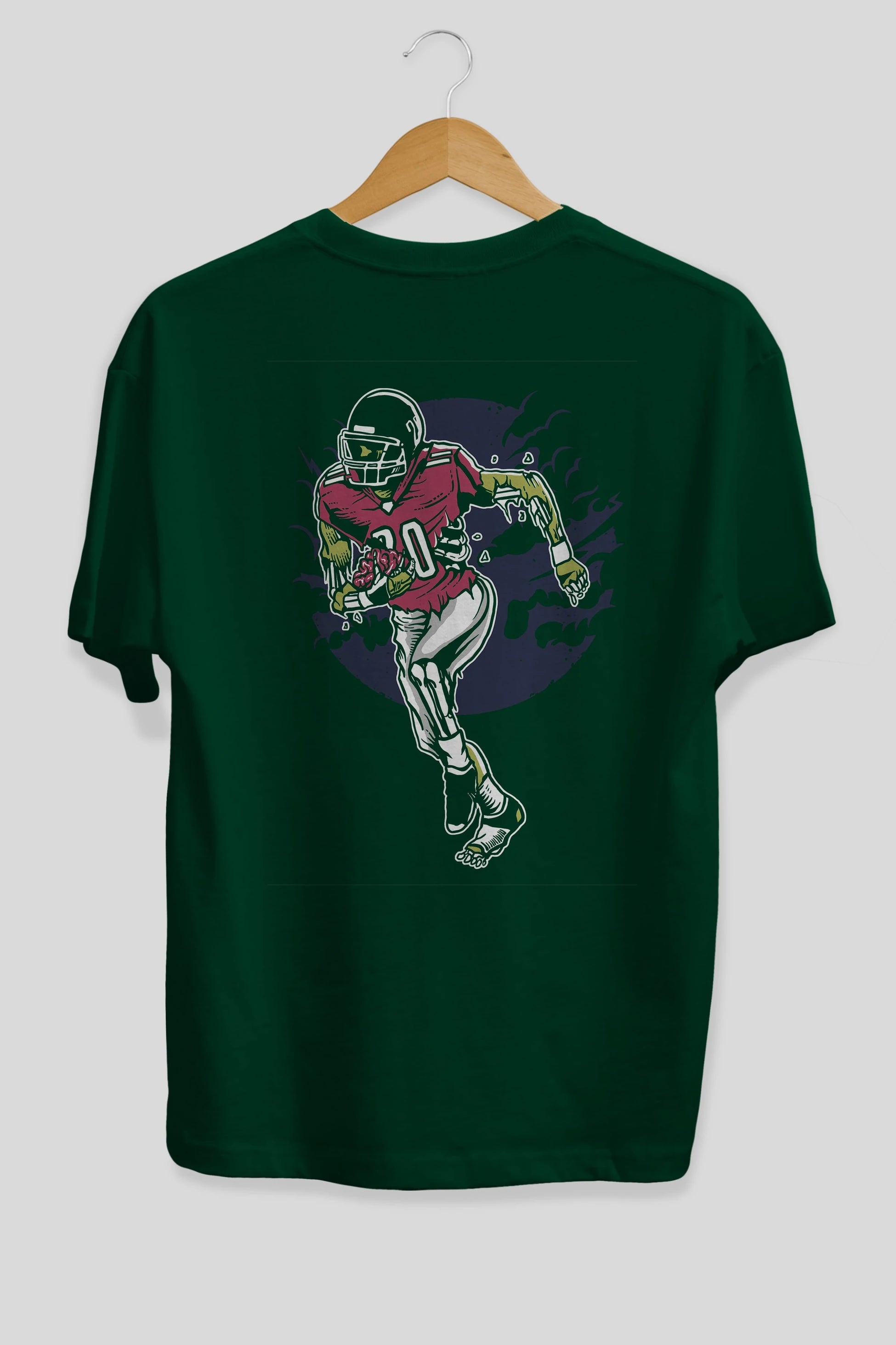 Zombie Football Arka Baskılı Oversize t-shirt Erkek Kadın Unisex %100 Pamuk