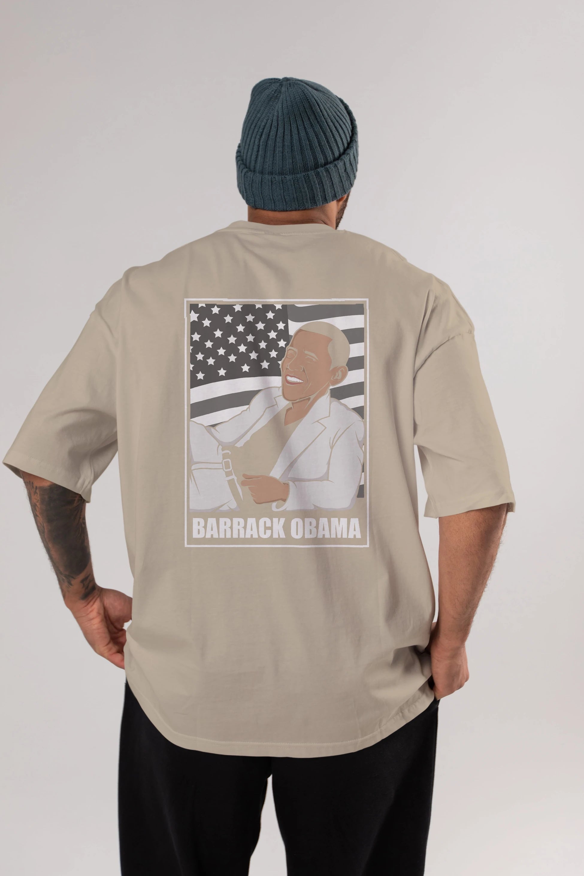 Obama Thriller Arka Baskılı Oversize t-shirt Erkek Kadın Unisex %100 Pamuk tişort